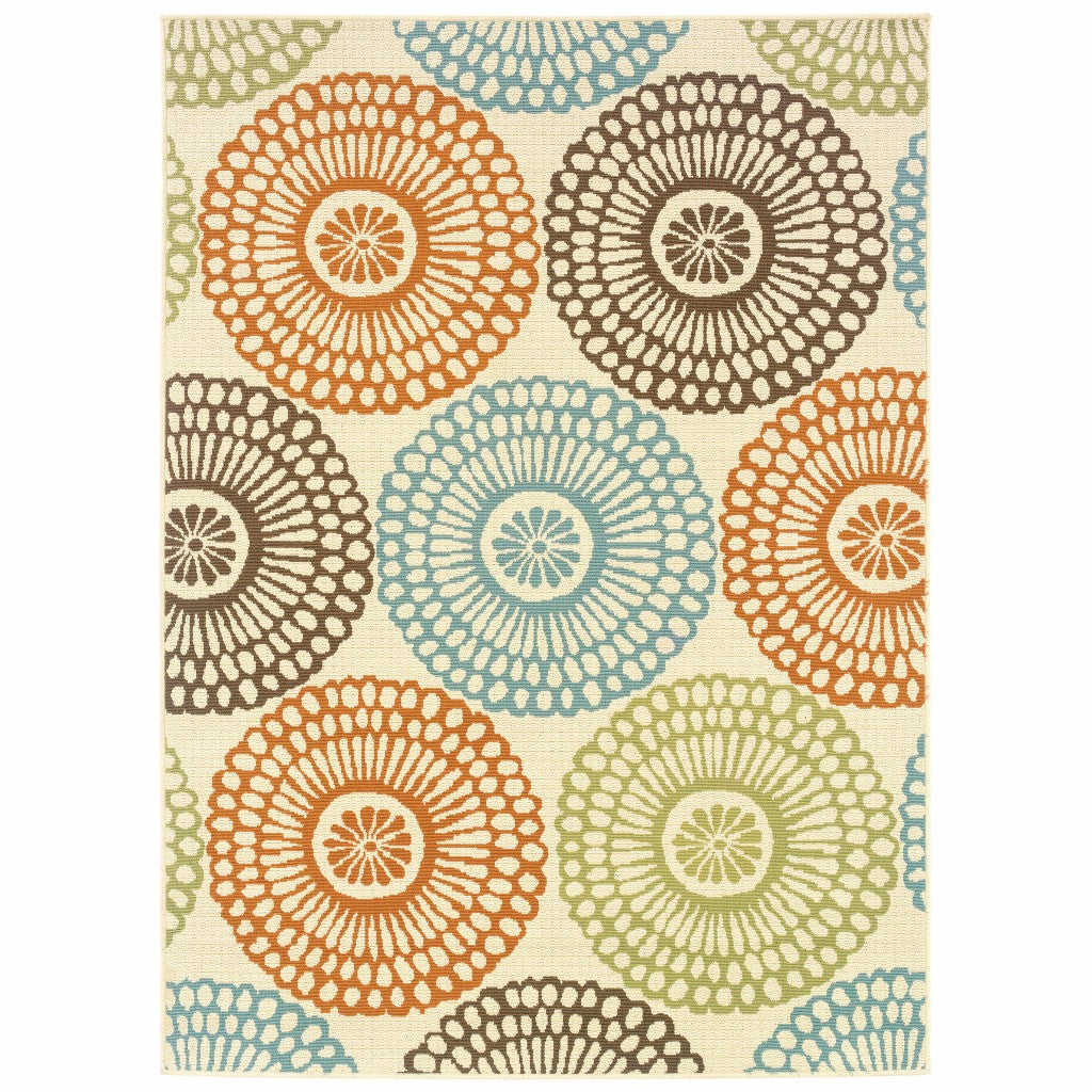 7' X 10' Beige Indoor Outdoor Area Rug-Outdoor Rugs-DECOROLALA