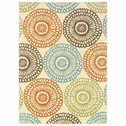 7' X 10' Beige Indoor Outdoor Area Rug-Outdoor Rugs-DECOROLALA