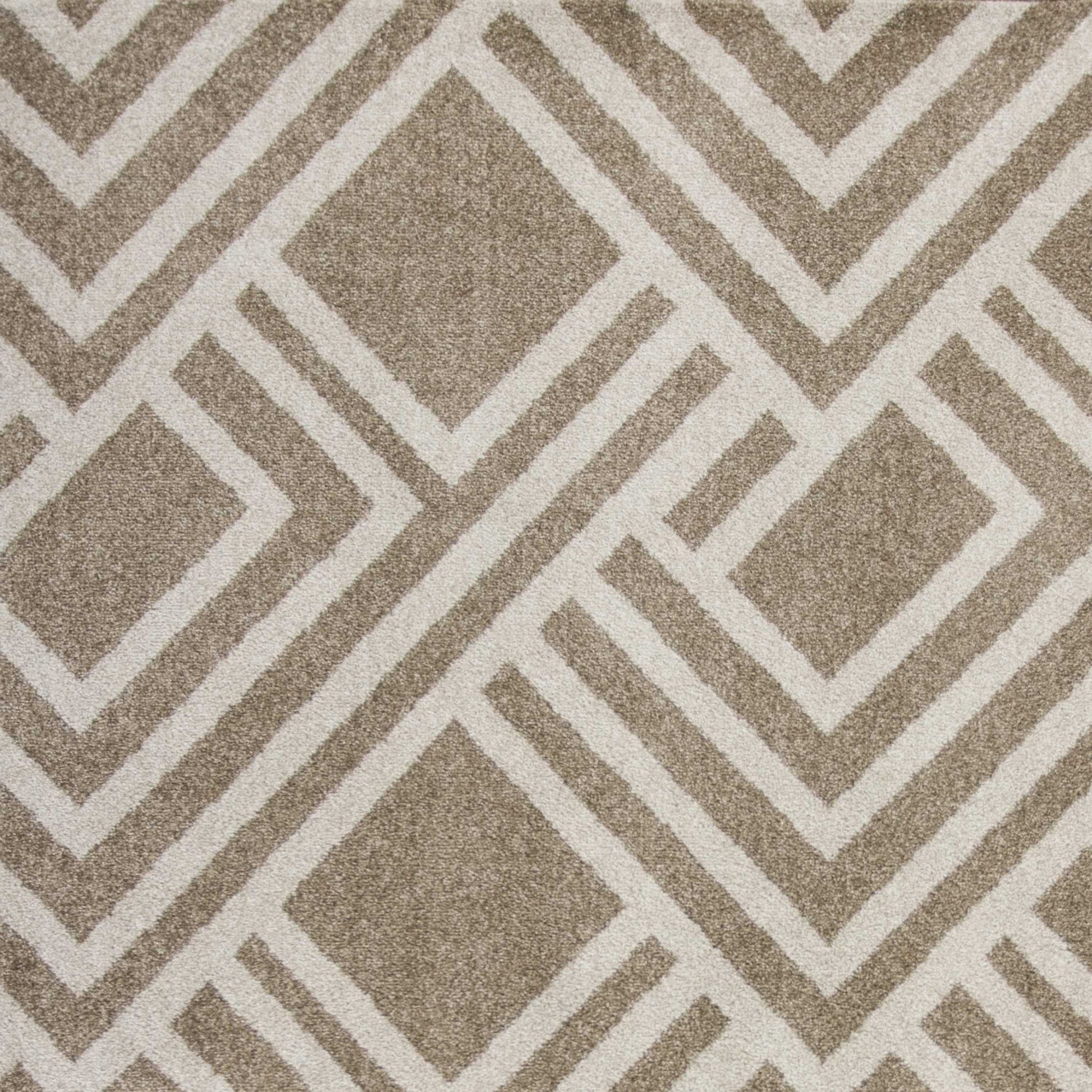 7' X 10' Beige and Ivory Geometric Indoor Outdoor Area Rug-Outdoor Rugs-DECOROLALA