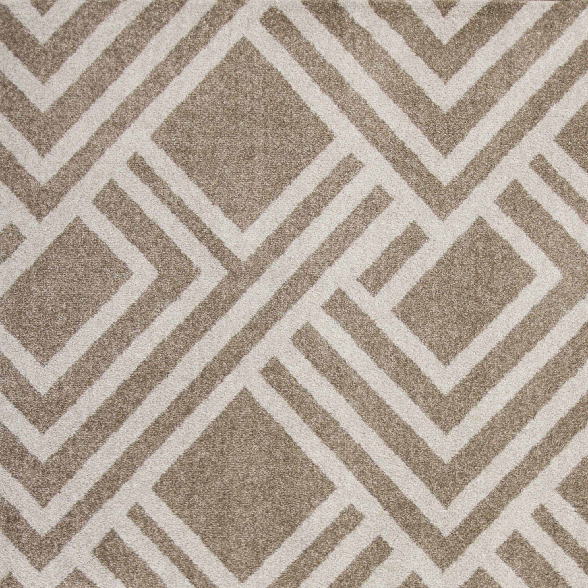 7' X 10' Beige and Ivory Geometric Indoor Outdoor Area Rug-Outdoor Rugs-DECOROLALA
