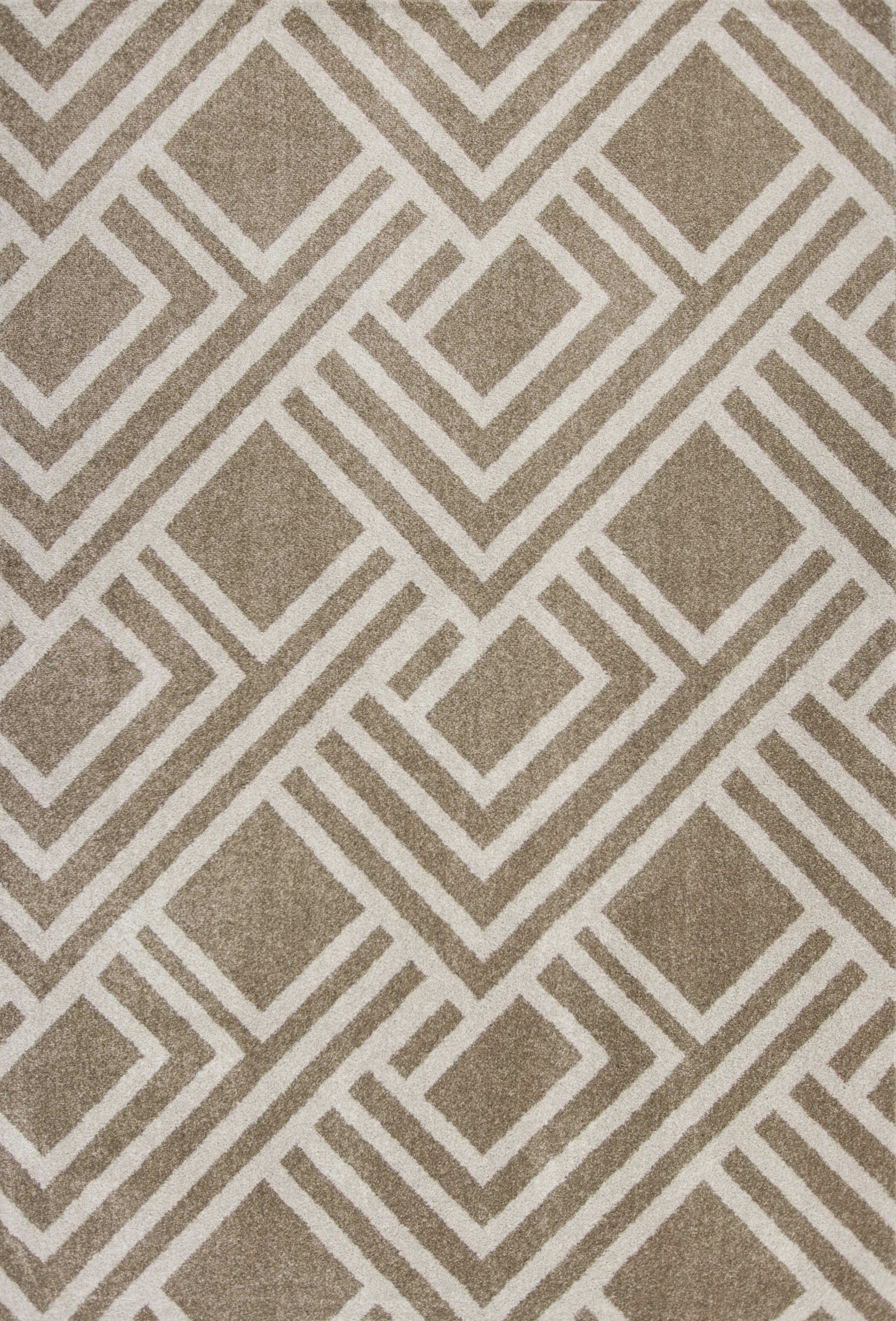 7' X 10' Beige and Ivory Geometric Indoor Outdoor Area Rug-Outdoor Rugs-DECOROLALA
