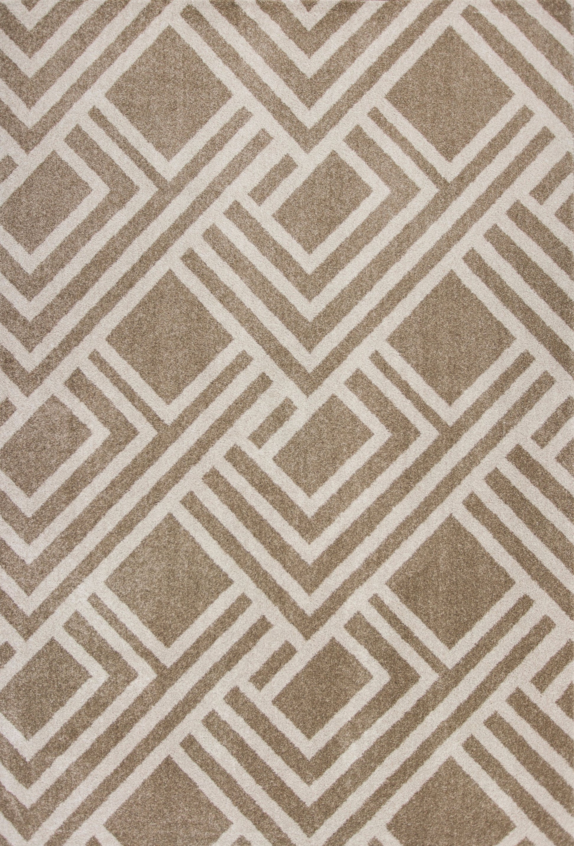 7' X 10' Beige and Ivory Geometric Indoor Outdoor Area Rug-Outdoor Rugs-DECOROLALA