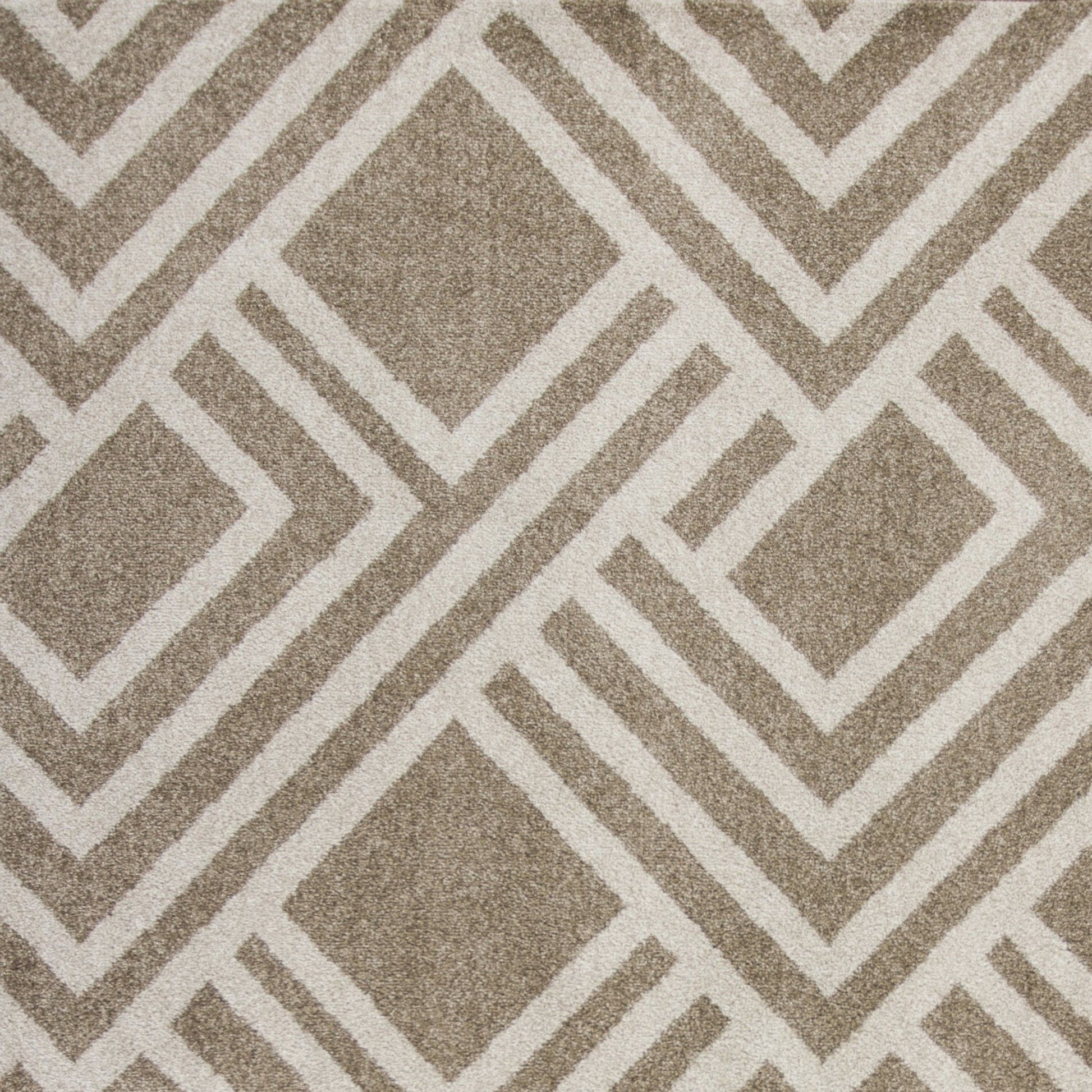 7' X 10' Beige and Ivory Geometric Indoor Outdoor Area Rug-Outdoor Rugs-DECOROLALA