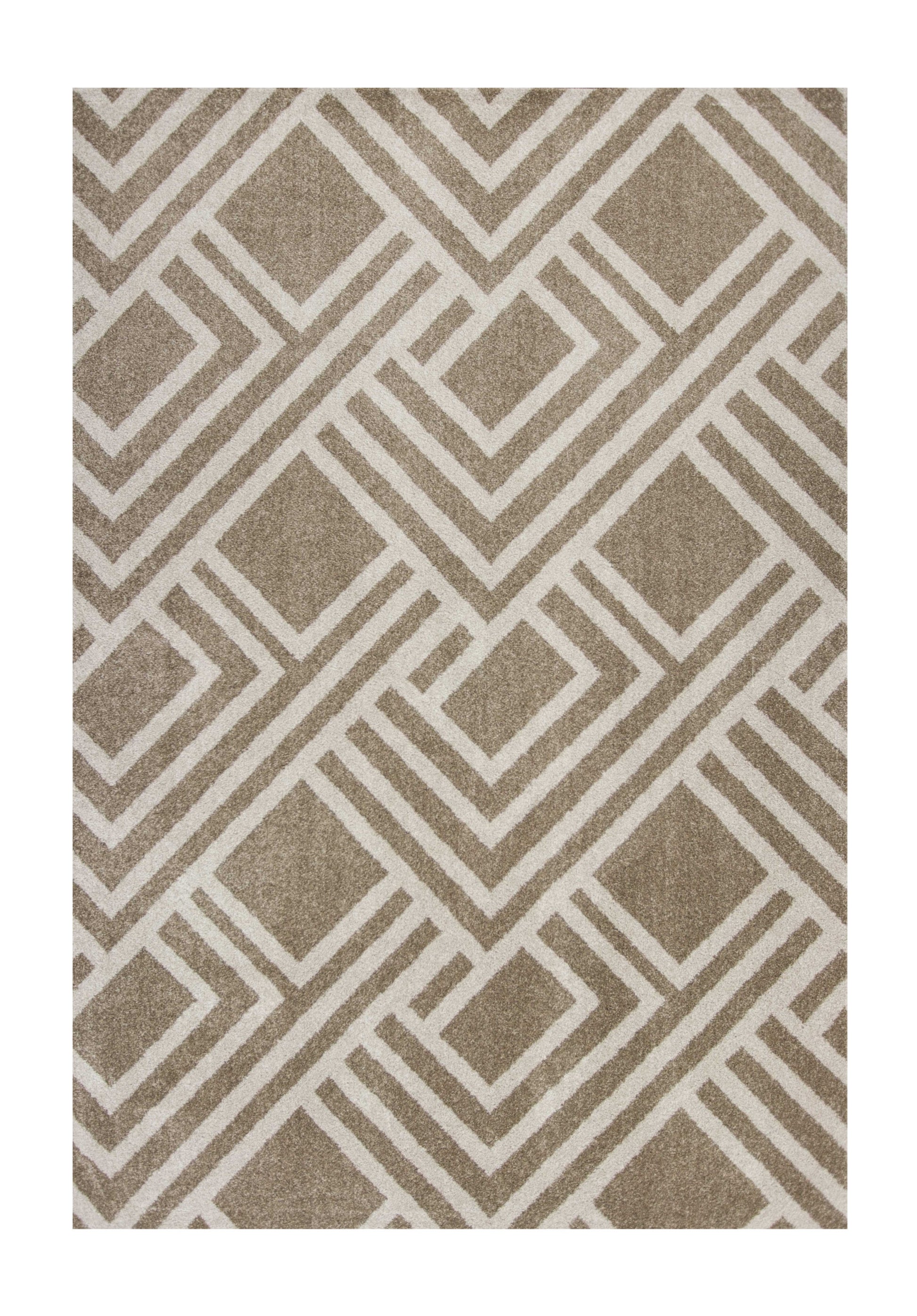 7' X 10' Beige and Ivory Geometric Indoor Outdoor Area Rug-Outdoor Rugs-DECOROLALA