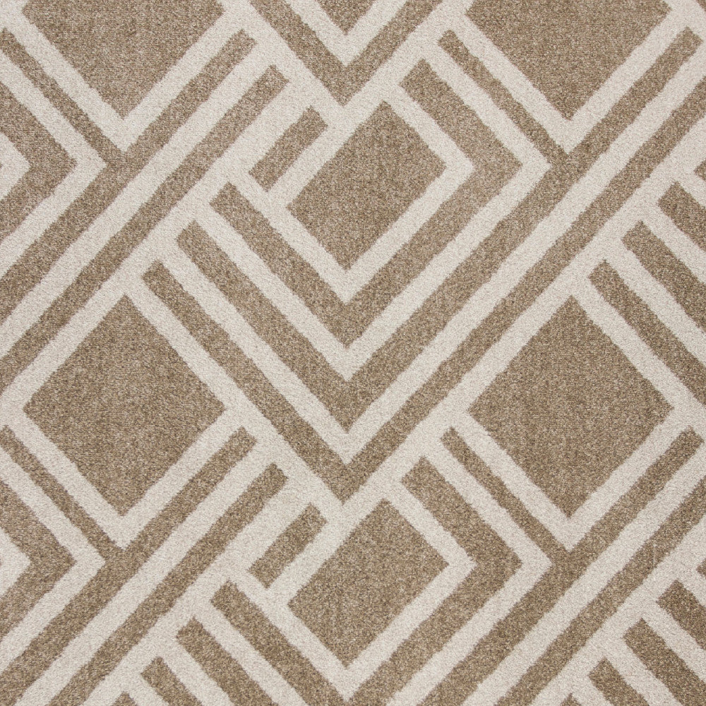 7' X 10' Beige and Ivory Geometric Indoor Outdoor Area Rug-Outdoor Rugs-DECOROLALA