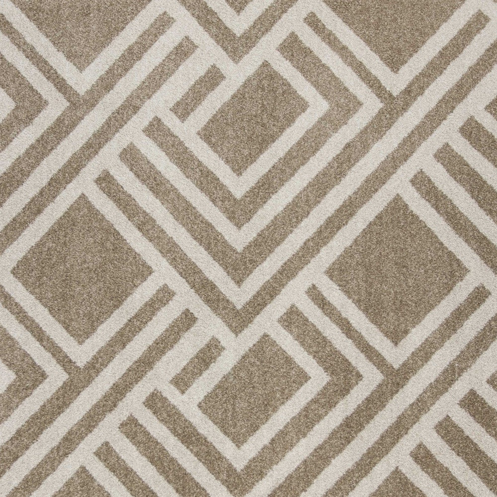 7' X 10' Beige and Ivory Geometric Indoor Outdoor Area Rug-Outdoor Rugs-DECOROLALA