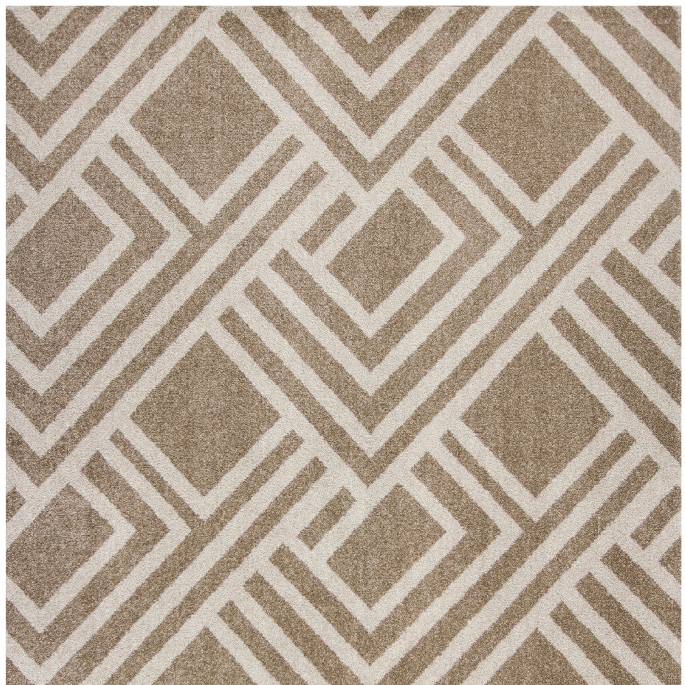 7' X 10' Beige and Ivory Geometric Indoor Outdoor Area Rug-Outdoor Rugs-DECOROLALA
