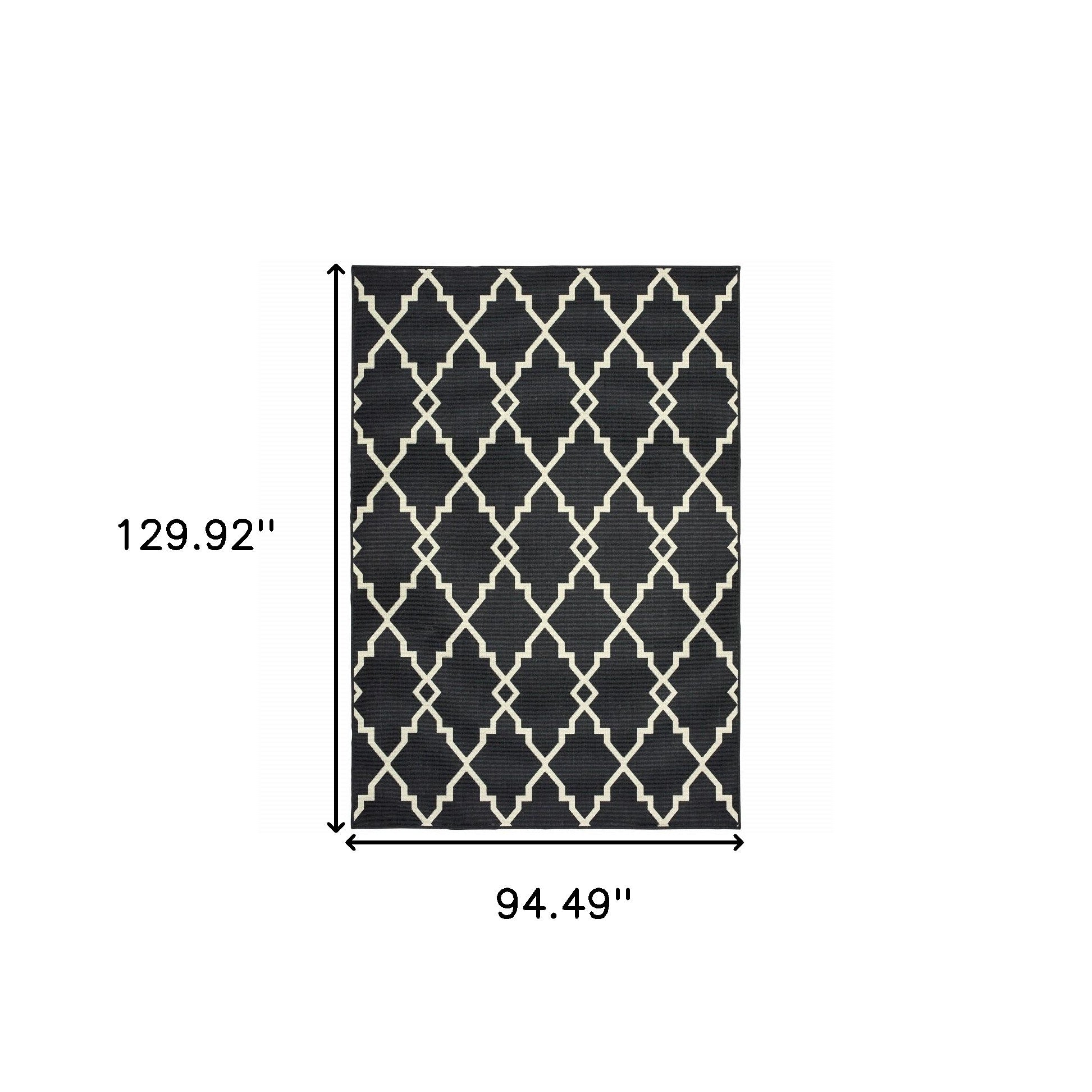 7' X 10' Black And Ivory Indoor Outdoor Area Rug-Outdoor Rugs-DECOROLALA