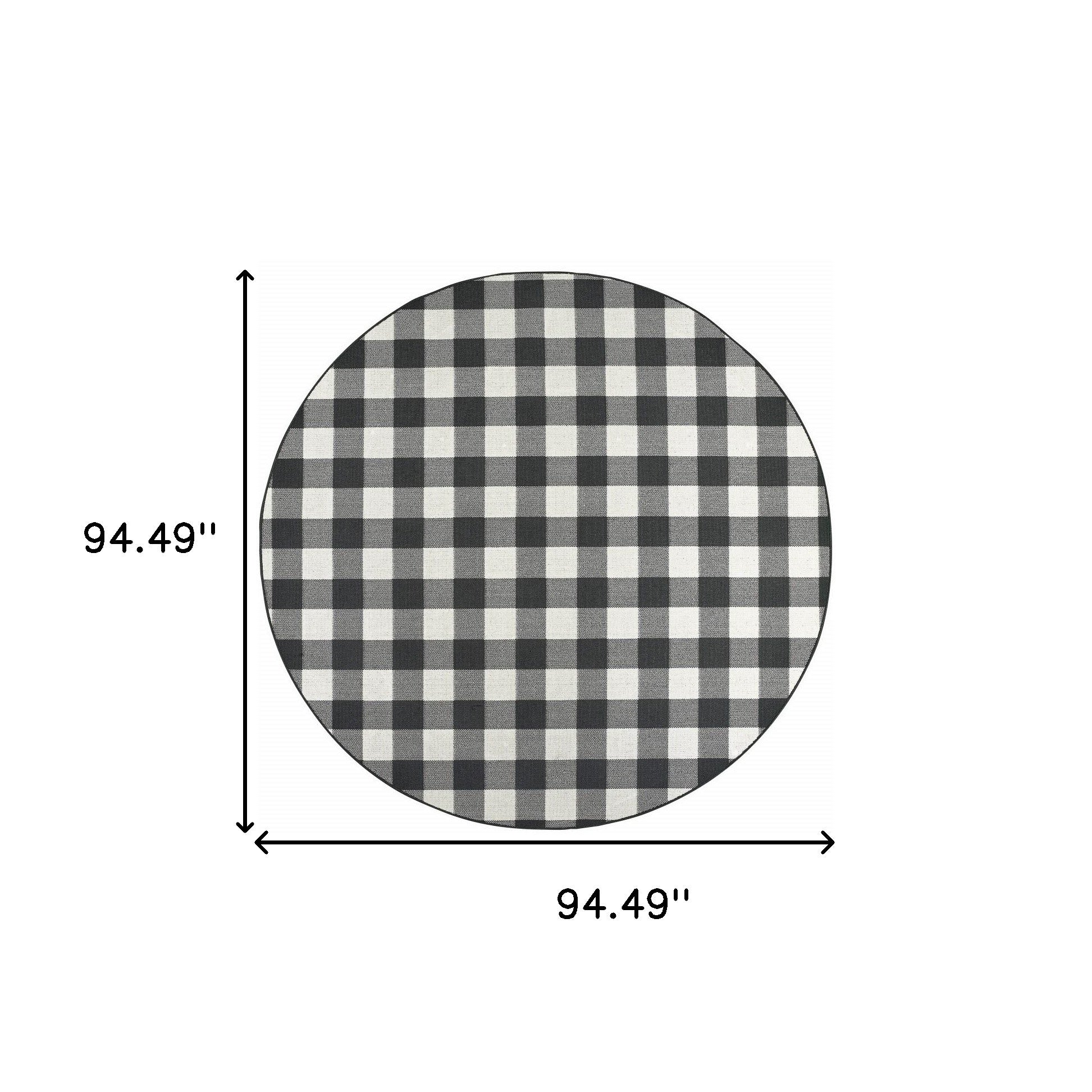 7' X 10' Black And Ivory Indoor Outdoor Area Rug-Outdoor Rugs-DECOROLALA