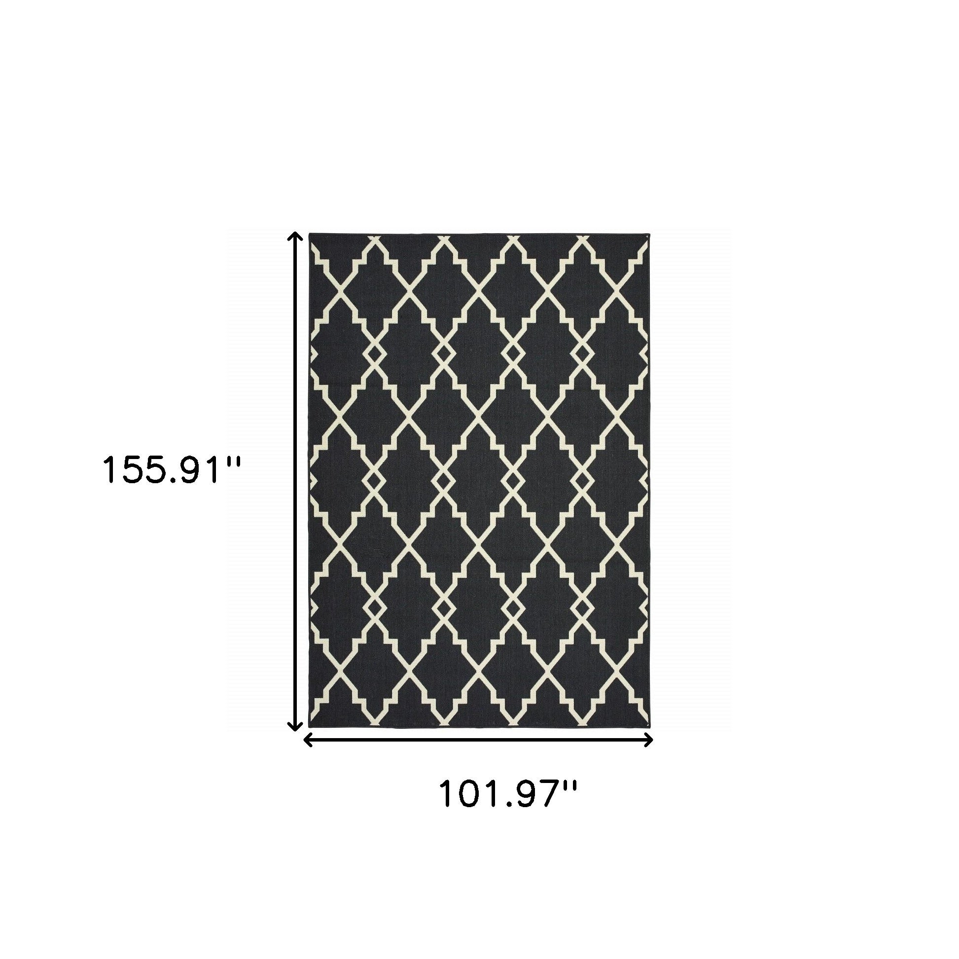 7' X 10' Black And Ivory Indoor Outdoor Area Rug-Outdoor Rugs-DECOROLALA