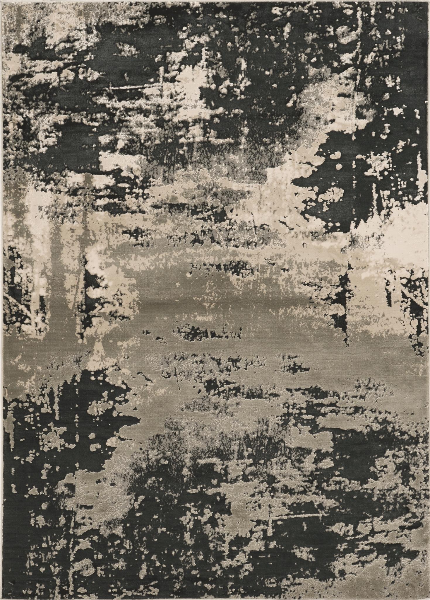 7' X 10' Black And Silver Abstract Area Rug-Area Rugs-DECOROLALA