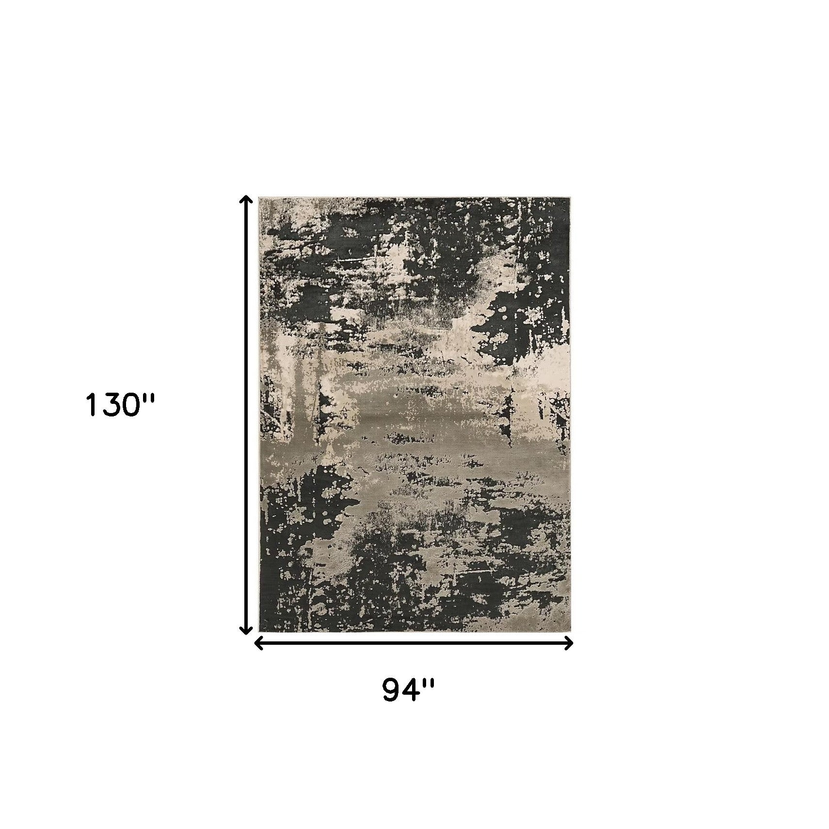 7' X 10' Black And Silver Abstract Area Rug-Area Rugs-DECOROLALA