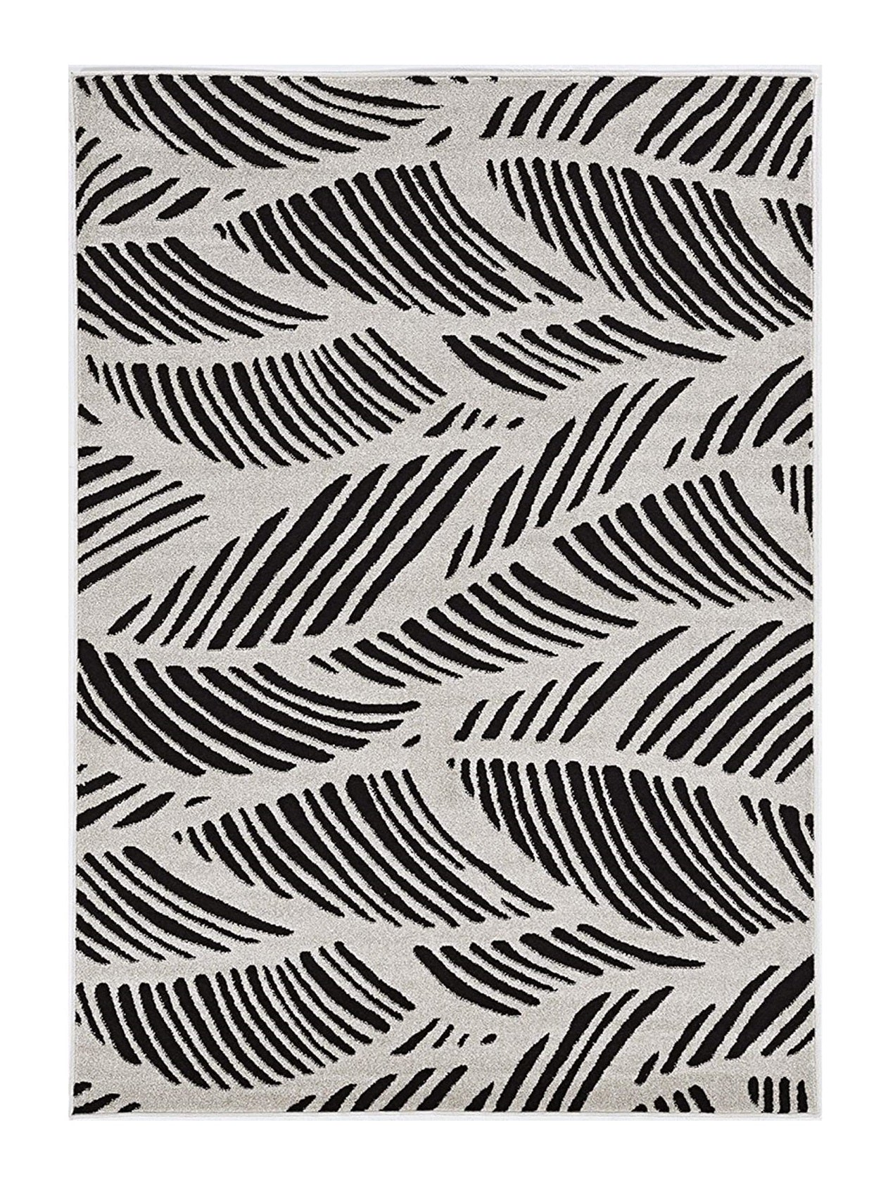 7' X 10' Black And White Abstract Indoor Outdoor Area Rug-Outdoor Rugs-DECOROLALA