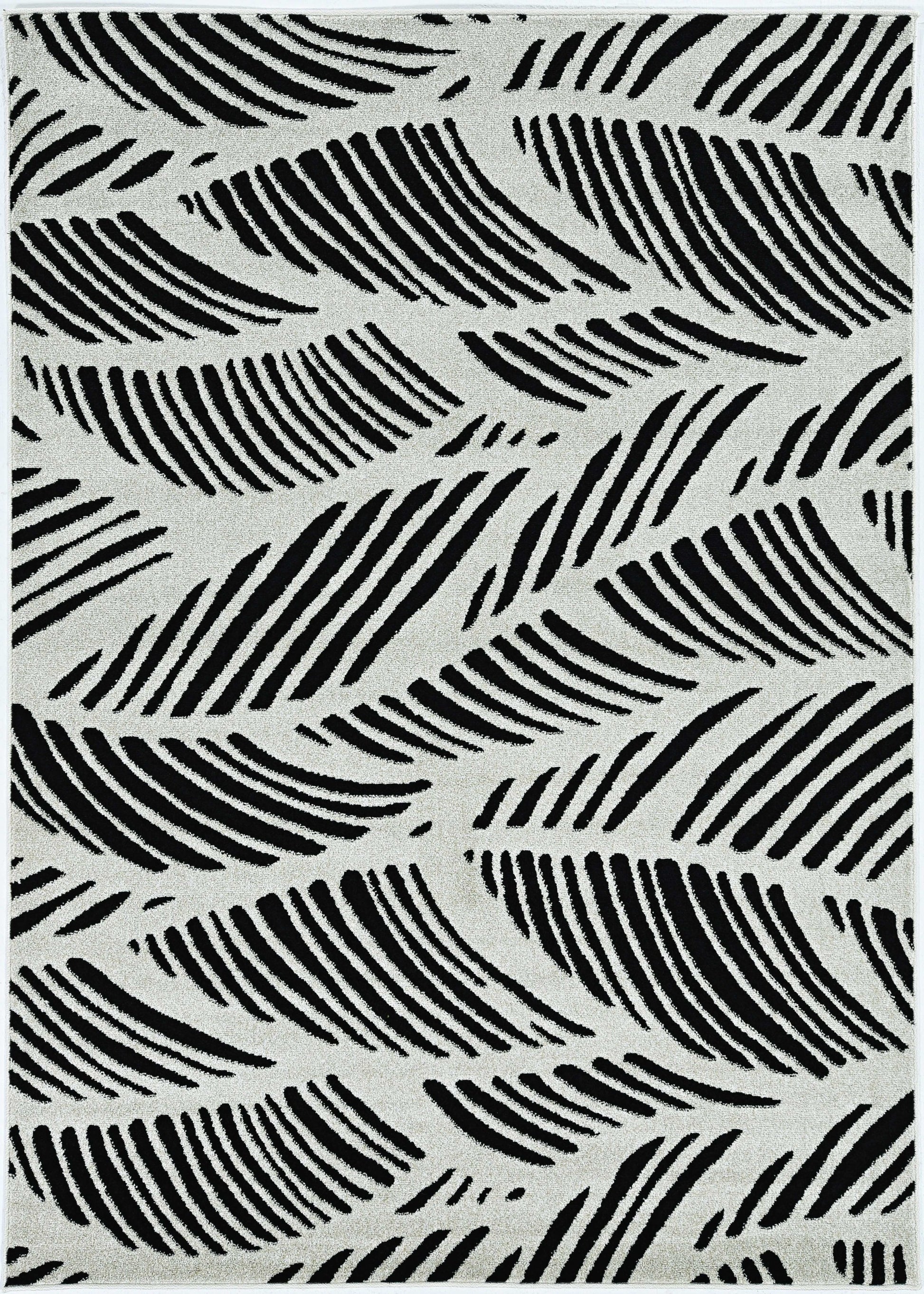 7' X 10' Black And White Abstract Indoor Outdoor Area Rug-Outdoor Rugs-DECOROLALA