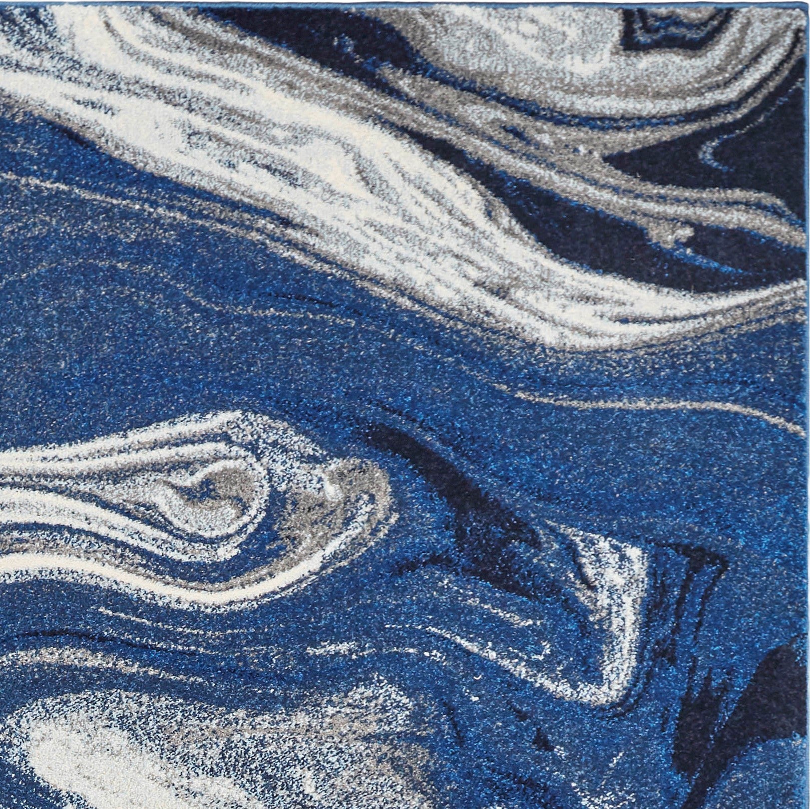 7' X 10' Blue And Beige Abstract Area Rug-Area Rugs-DECOROLALA