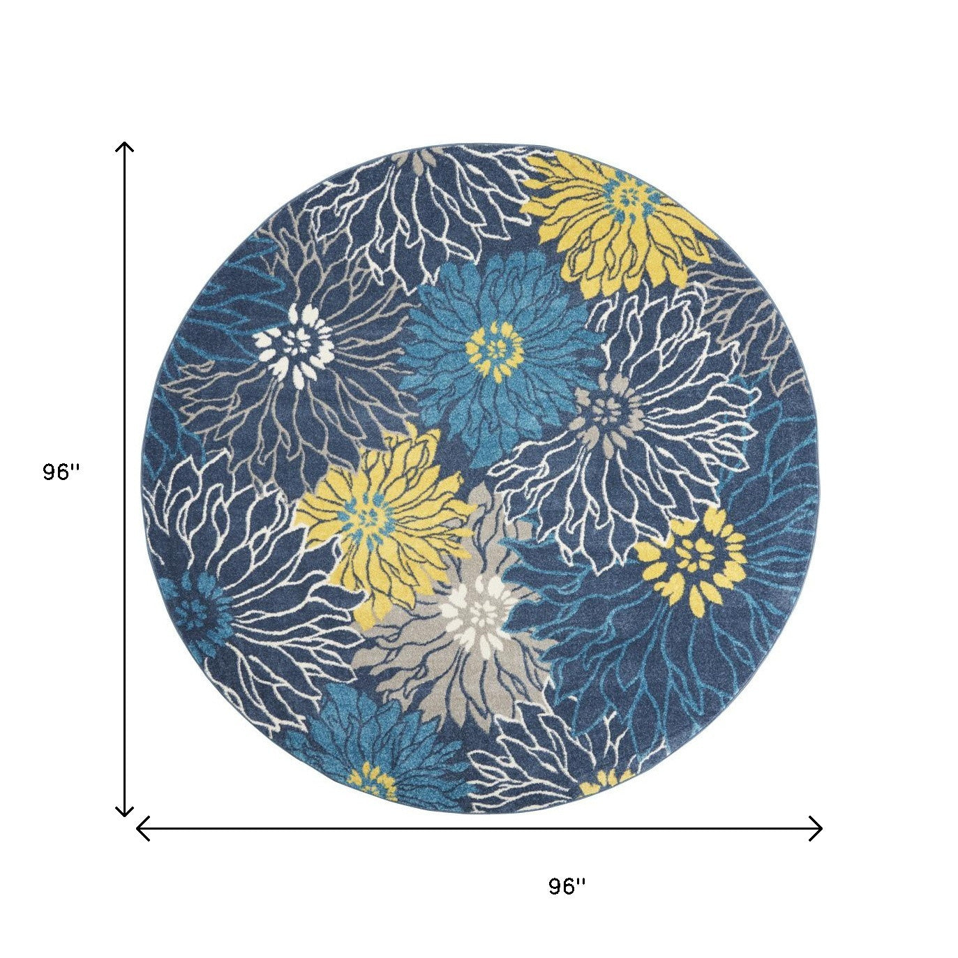 7' X 10' Blue And Gold Floral Area Rug-Area Rugs-DECOROLALA