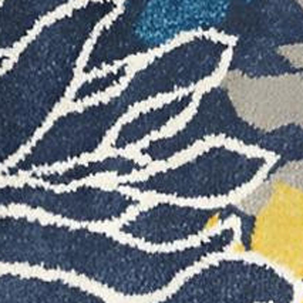 7' X 10' Blue And Gold Floral Area Rug-Area Rugs-DECOROLALA