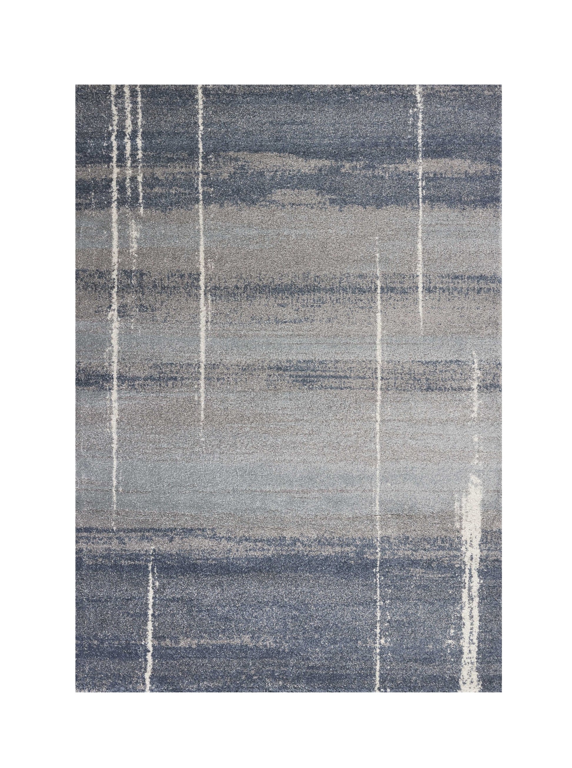 7' X 10' Blue And Gray Abstract Area Rug-Area Rugs-DECOROLALA