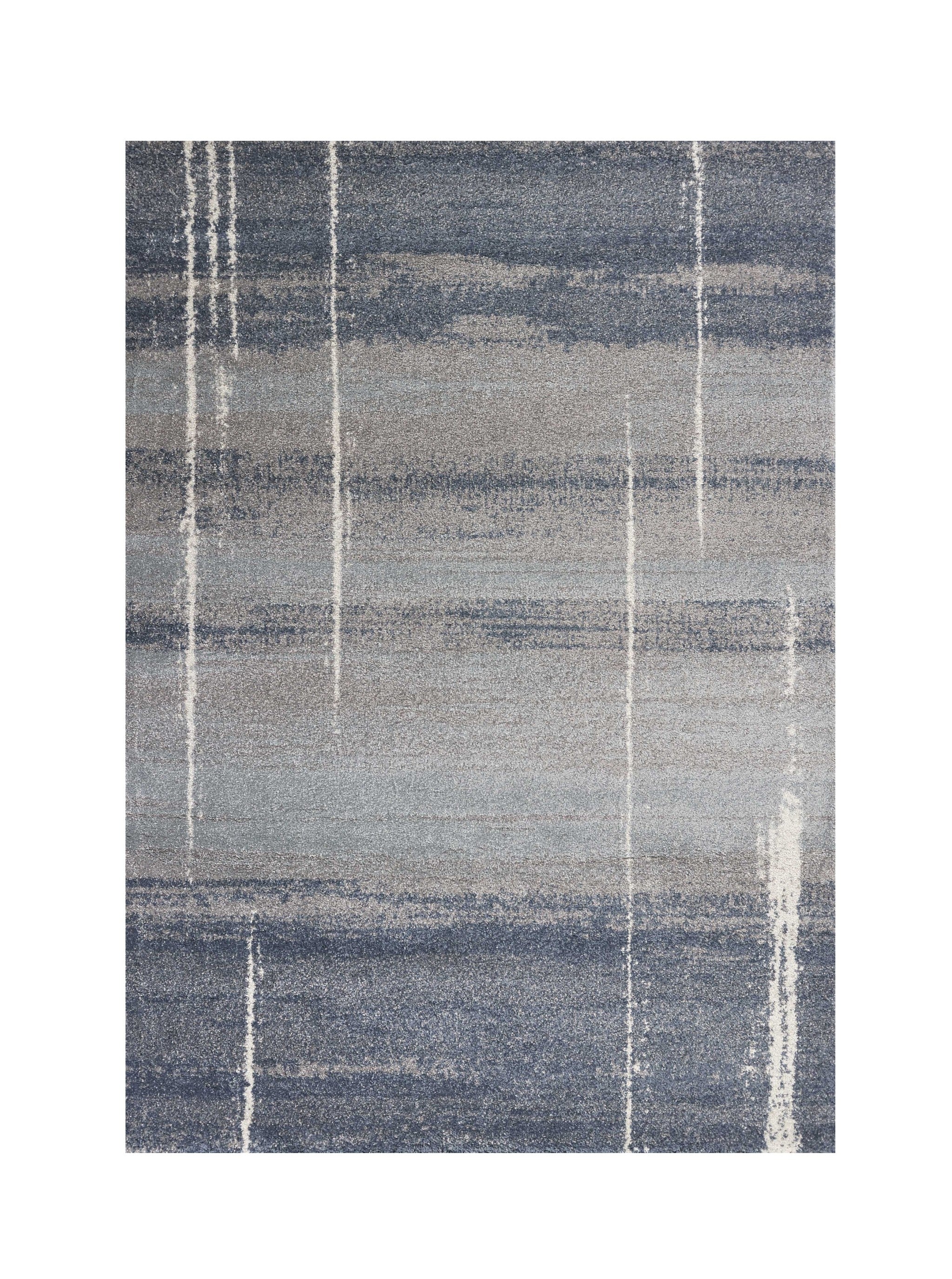 7' X 10' Blue And Gray Abstract Area Rug-Area Rugs-DECOROLALA