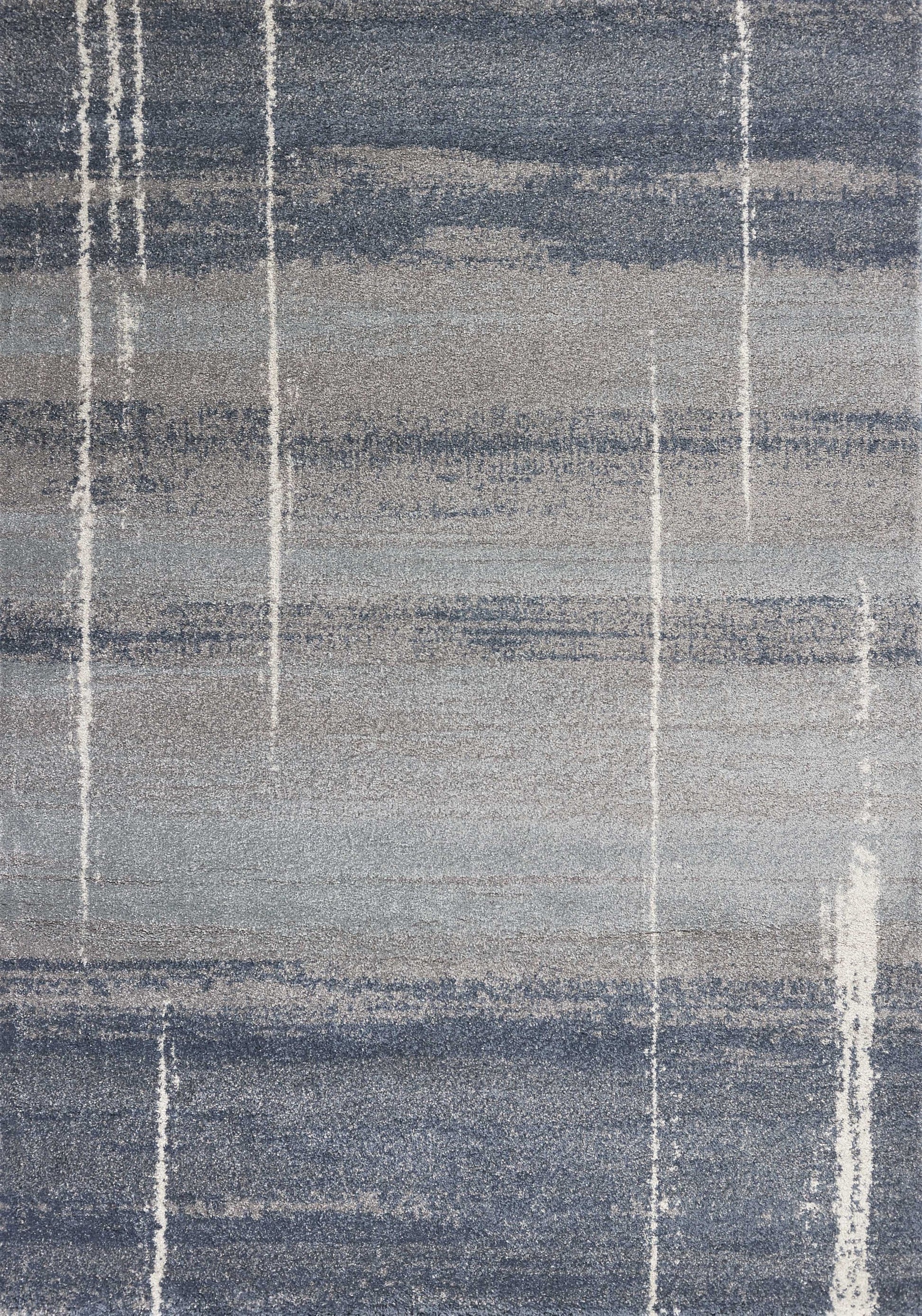 7' X 10' Blue And Gray Abstract Area Rug-Area Rugs-DECOROLALA
