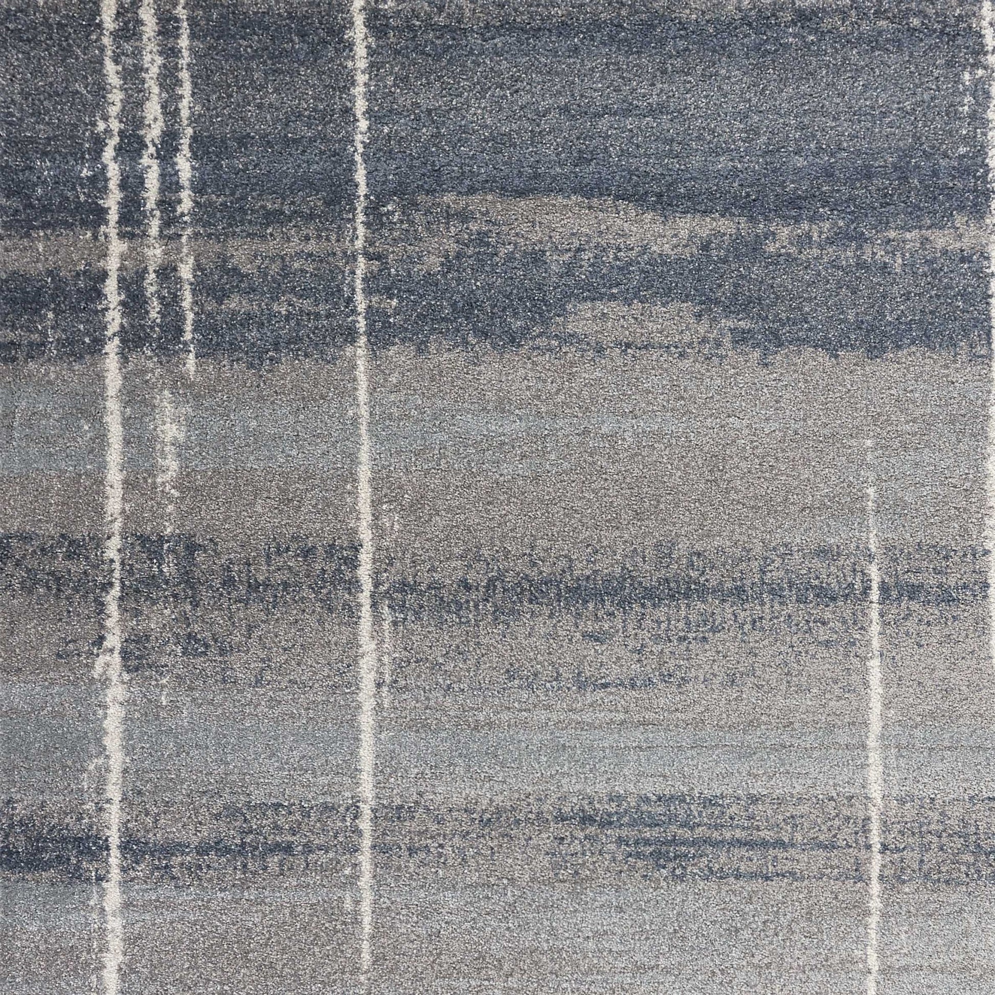 7' X 10' Blue And Gray Abstract Area Rug-Area Rugs-DECOROLALA