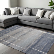 7' X 10' Blue And Gray Abstract Area Rug-Area Rugs-DECOROLALA