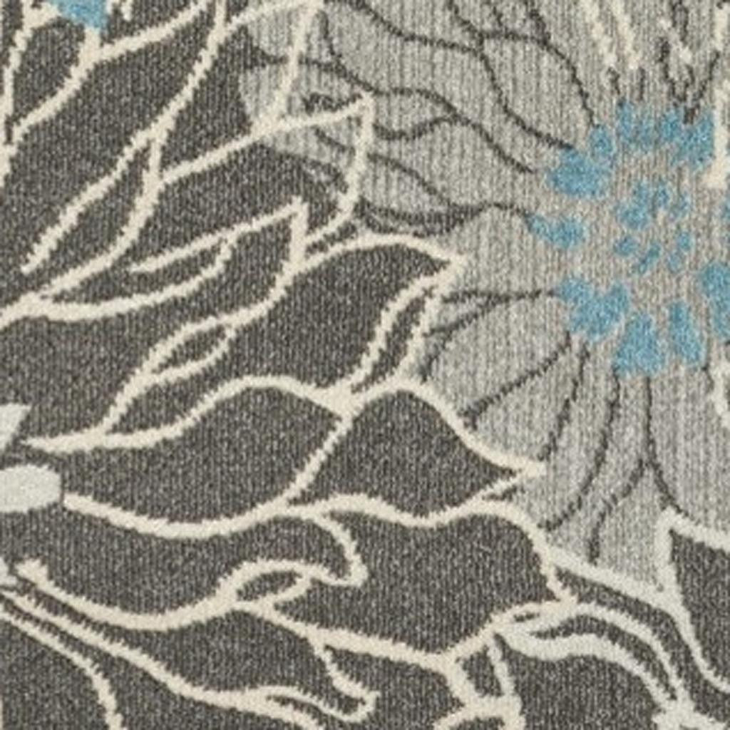 7' X 10' Blue And Gray Floral Area Rug-Area Rugs-DECOROLALA