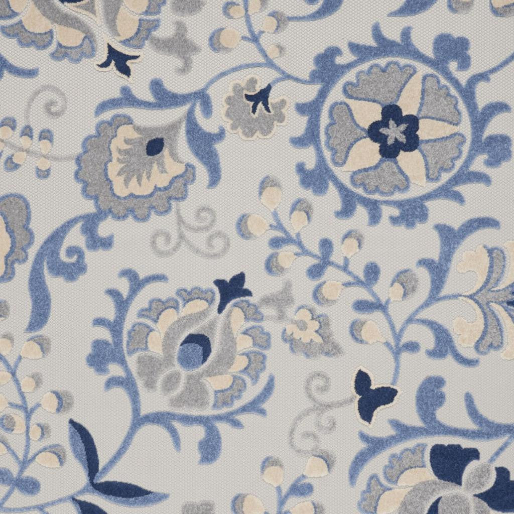 7' X 10' Blue And Gray Indoor Outdoor Area Rug-Outdoor Rugs-DECOROLALA
