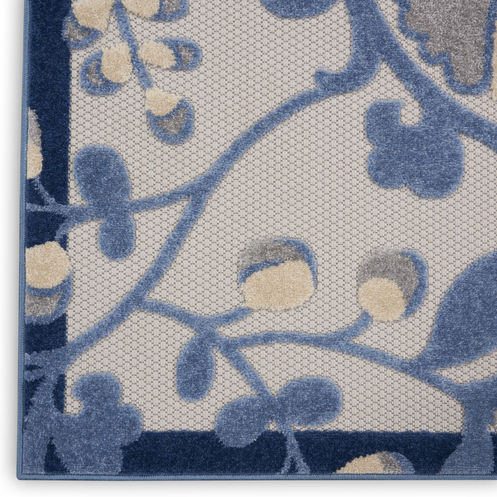 7' X 10' Blue And Gray Indoor Outdoor Area Rug-Outdoor Rugs-DECOROLALA