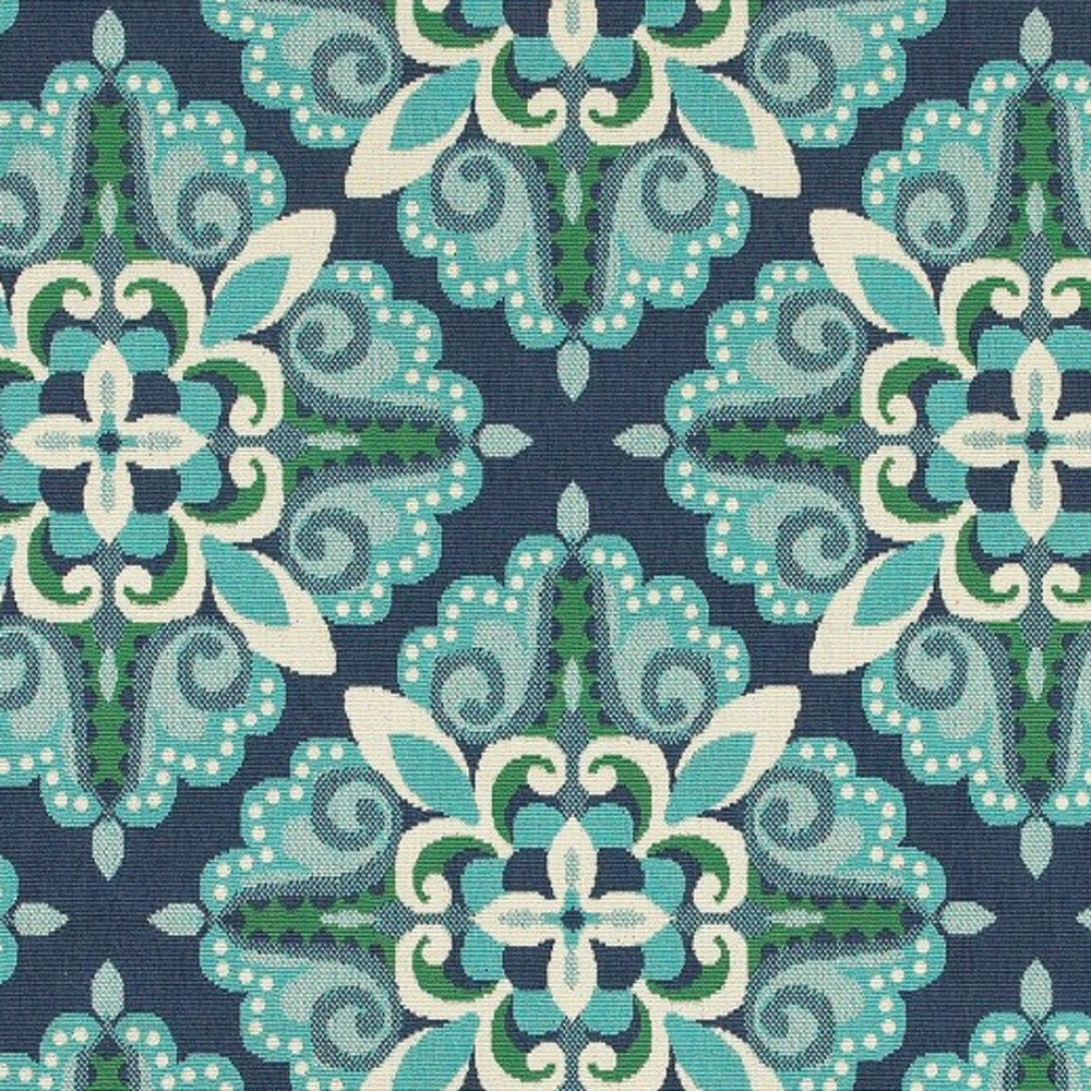 7' X 10' Blue And Green Indoor Outdoor Area Rug-Outdoor Rugs-DECOROLALA