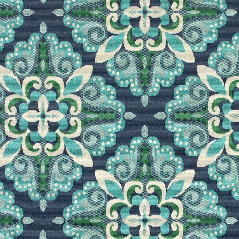 7' X 10' Blue And Green Indoor Outdoor Area Rug-Outdoor Rugs-DECOROLALA