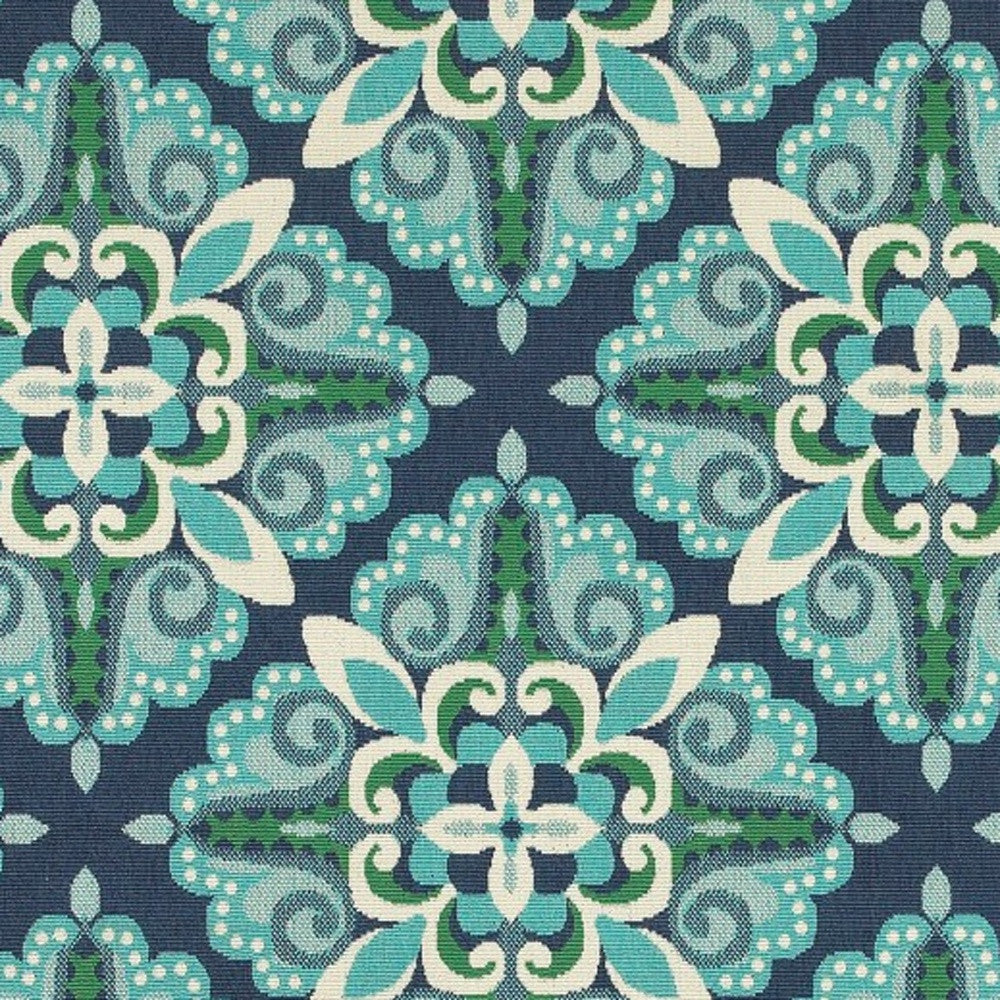 7' X 10' Blue And Green Indoor Outdoor Area Rug-Outdoor Rugs-DECOROLALA