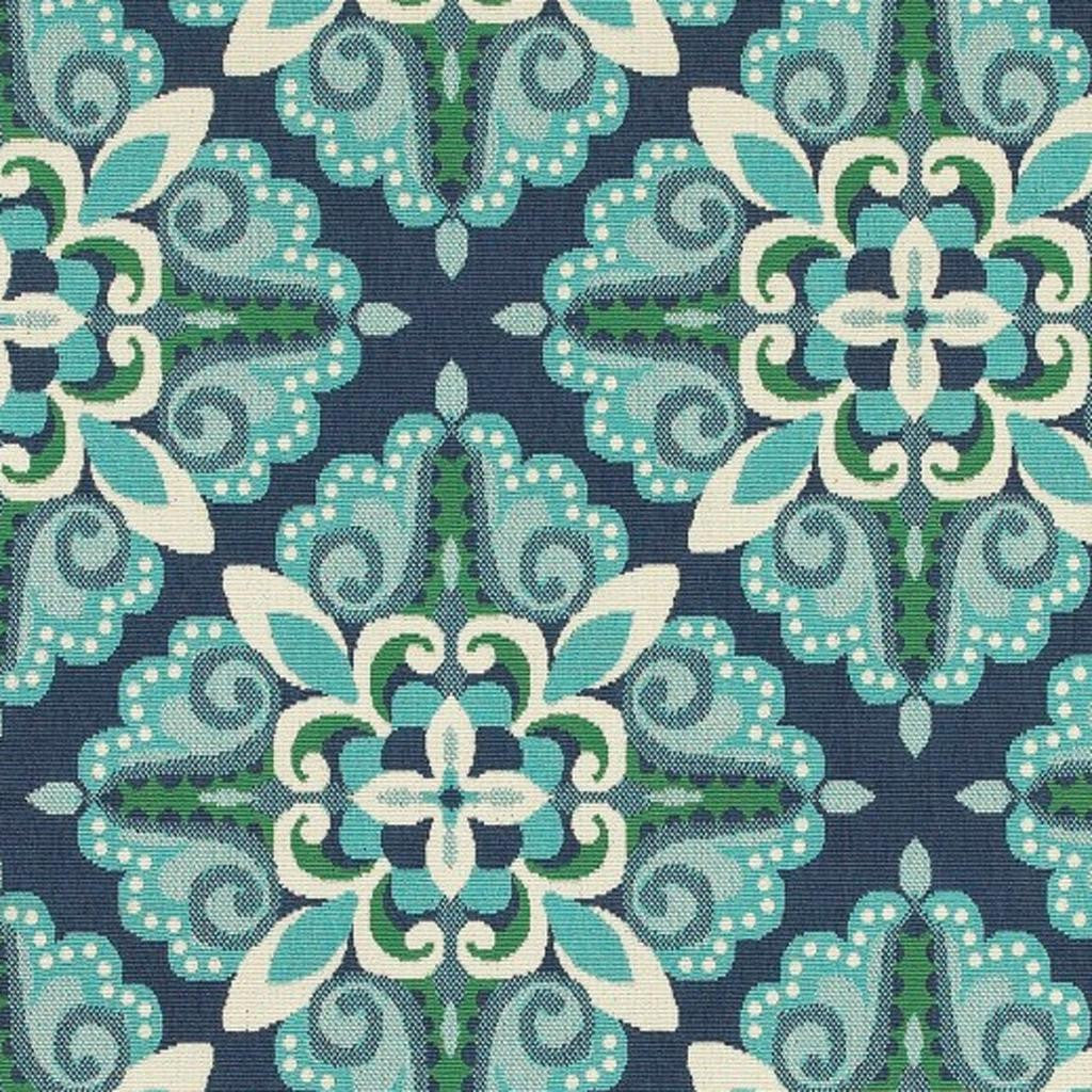 7' X 10' Blue And Green Indoor Outdoor Area Rug-Outdoor Rugs-DECOROLALA