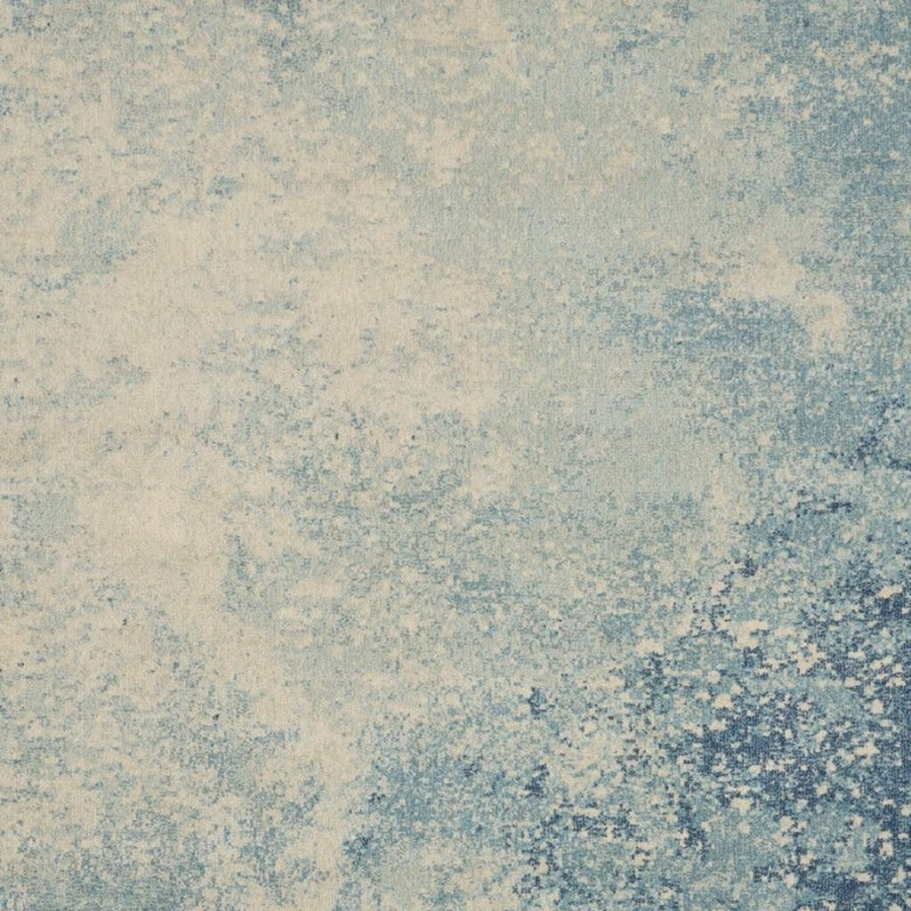 7' X 10' Blue And Ivory Abstract Area Rug-Area Rugs-DECOROLALA