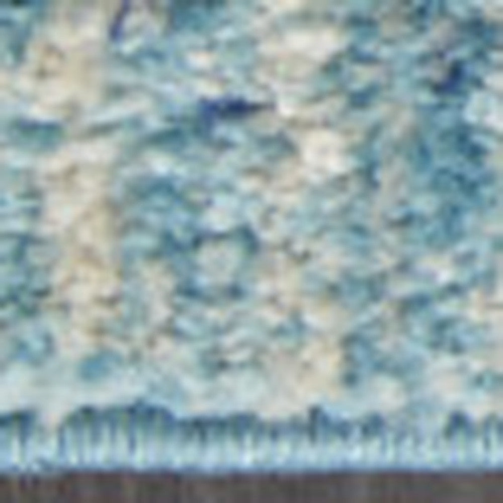 7' X 10' Blue And Ivory Abstract Area Rug-Area Rugs-DECOROLALA