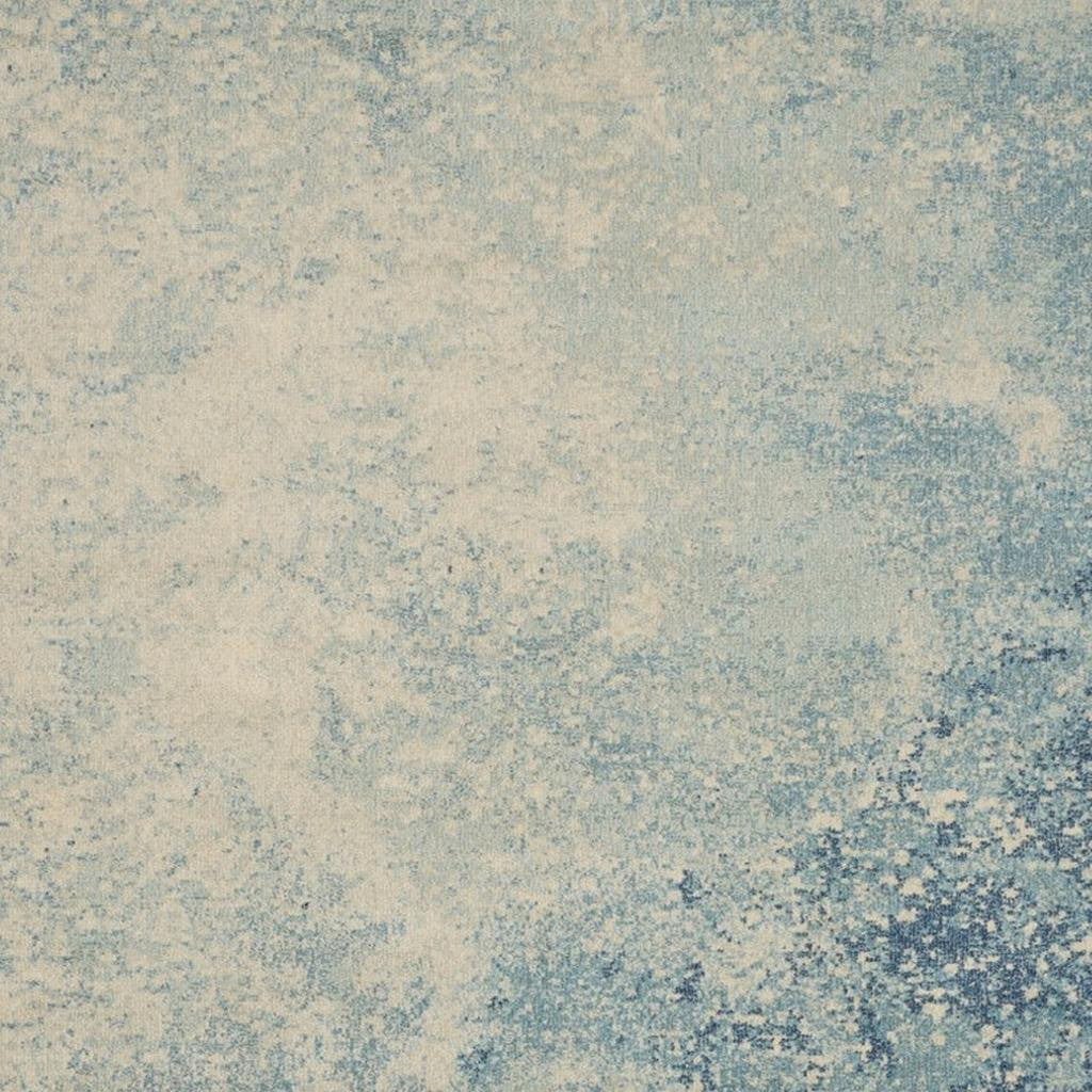 7' X 10' Blue And Ivory Abstract Area Rug-Area Rugs-DECOROLALA