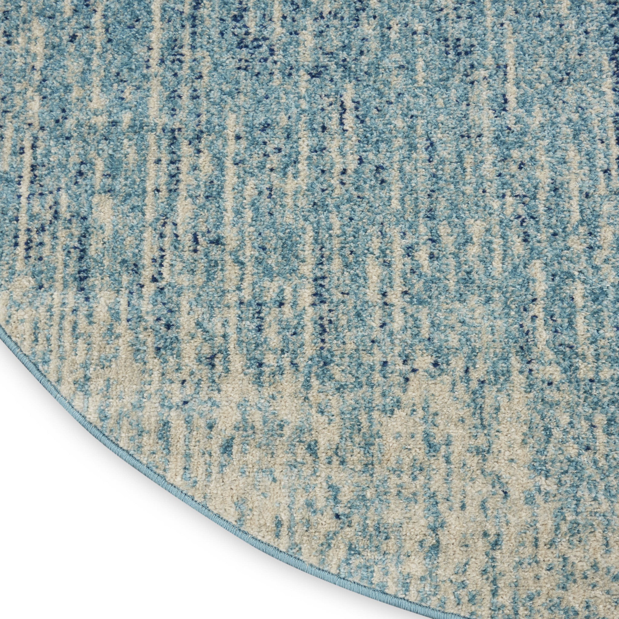 7' X 10' Blue And Ivory Abstract Area Rug-Area Rugs-DECOROLALA