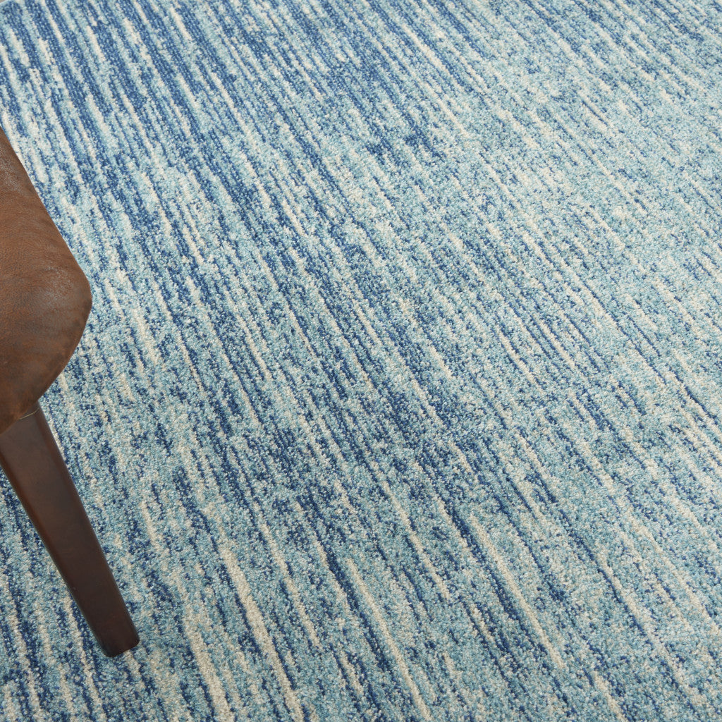 7' X 10' Blue And Ivory Abstract Area Rug-Area Rugs-DECOROLALA