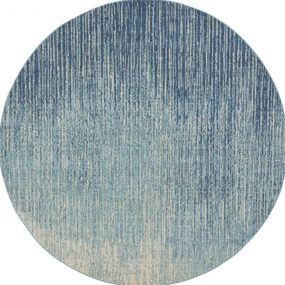 7' X 10' Blue And Ivory Abstract Area Rug-Area Rugs-DECOROLALA