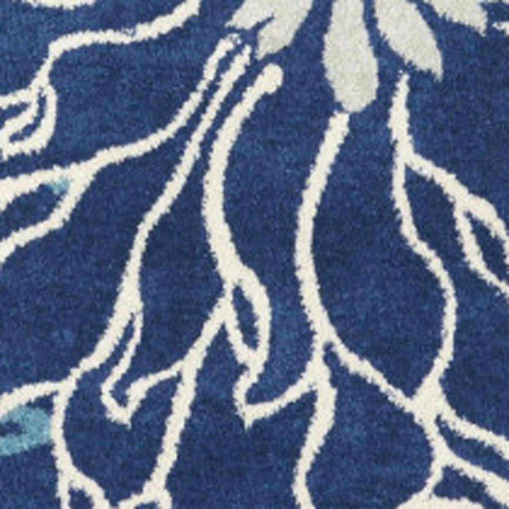 7' X 10' Blue And Ivory Floral Area Rug-Area Rugs-DECOROLALA