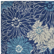 7' X 10' Blue And Ivory Floral Area Rug-Area Rugs-DECOROLALA
