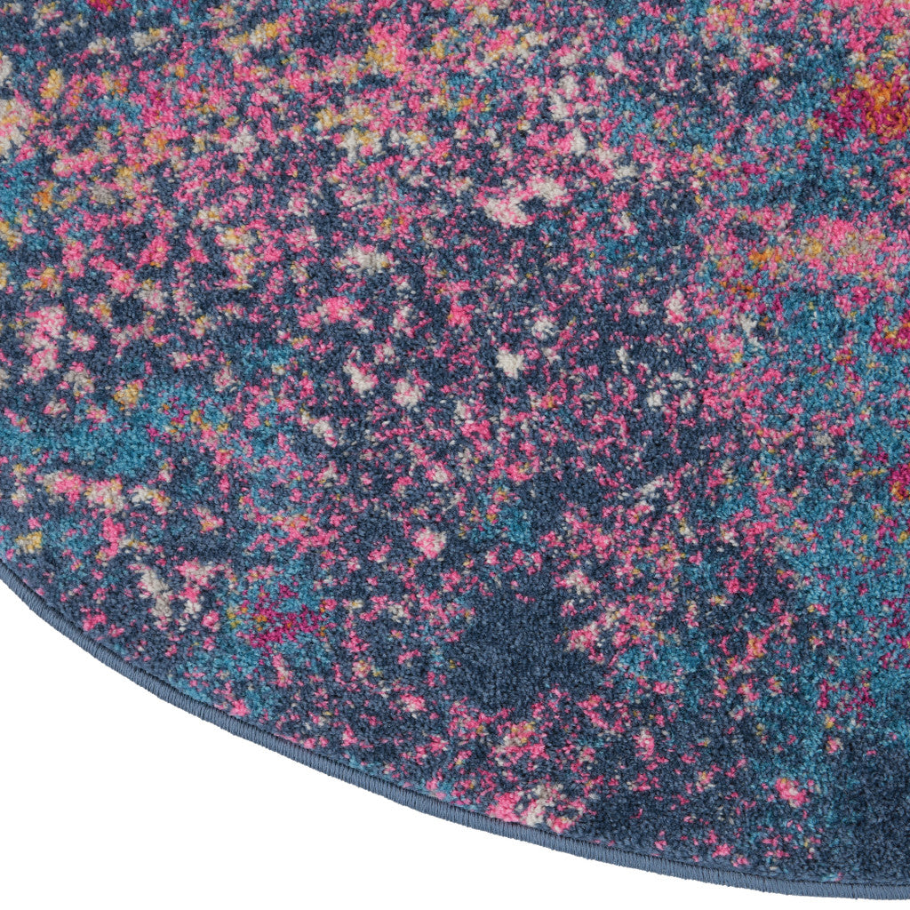 7' X 10' Blue And Orange Abstract Area Rug-Area Rugs-DECOROLALA