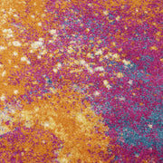 7' X 10' Blue And Orange Abstract Area Rug-Area Rugs-DECOROLALA