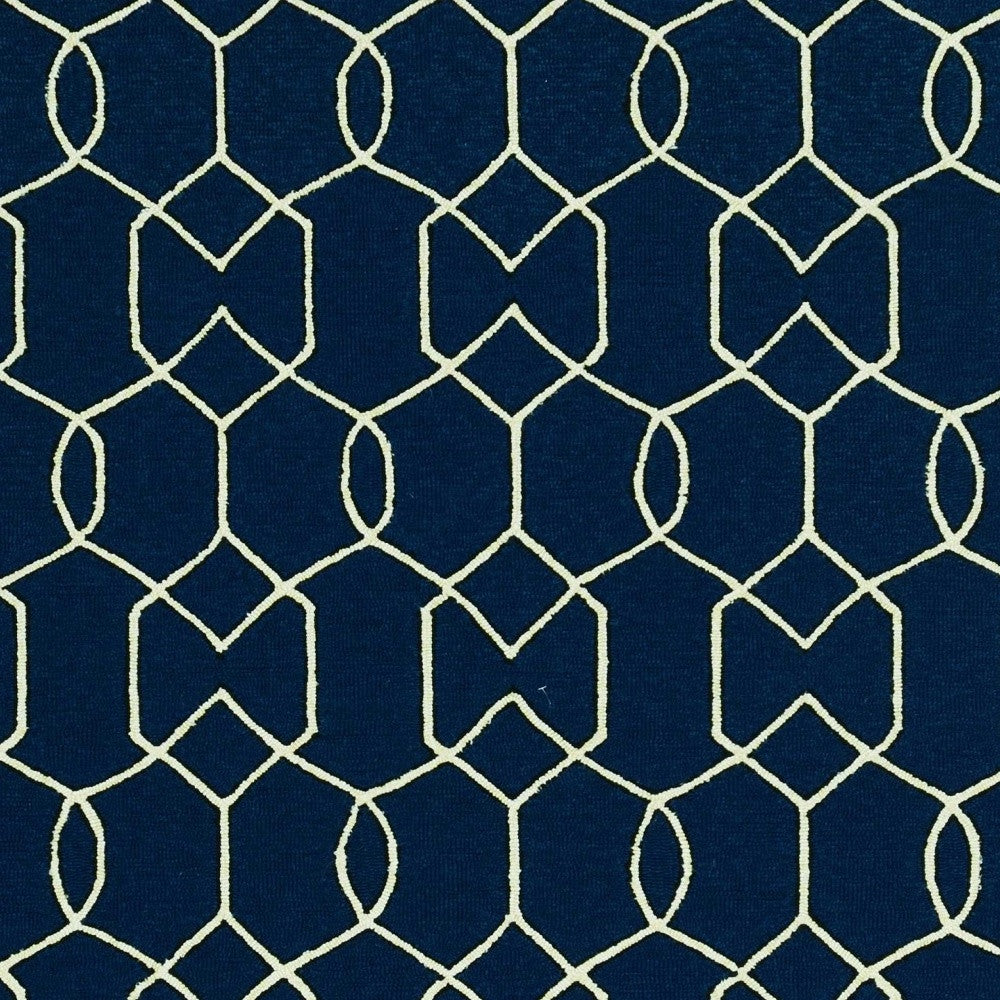 7' X 10' Blue Moroccan Indoor Outdoor Area Rug-Outdoor Rugs-DECOROLALA