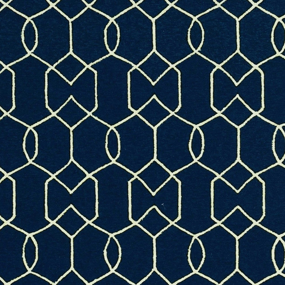 7' X 10' Blue Moroccan Indoor Outdoor Area Rug-Outdoor Rugs-DECOROLALA