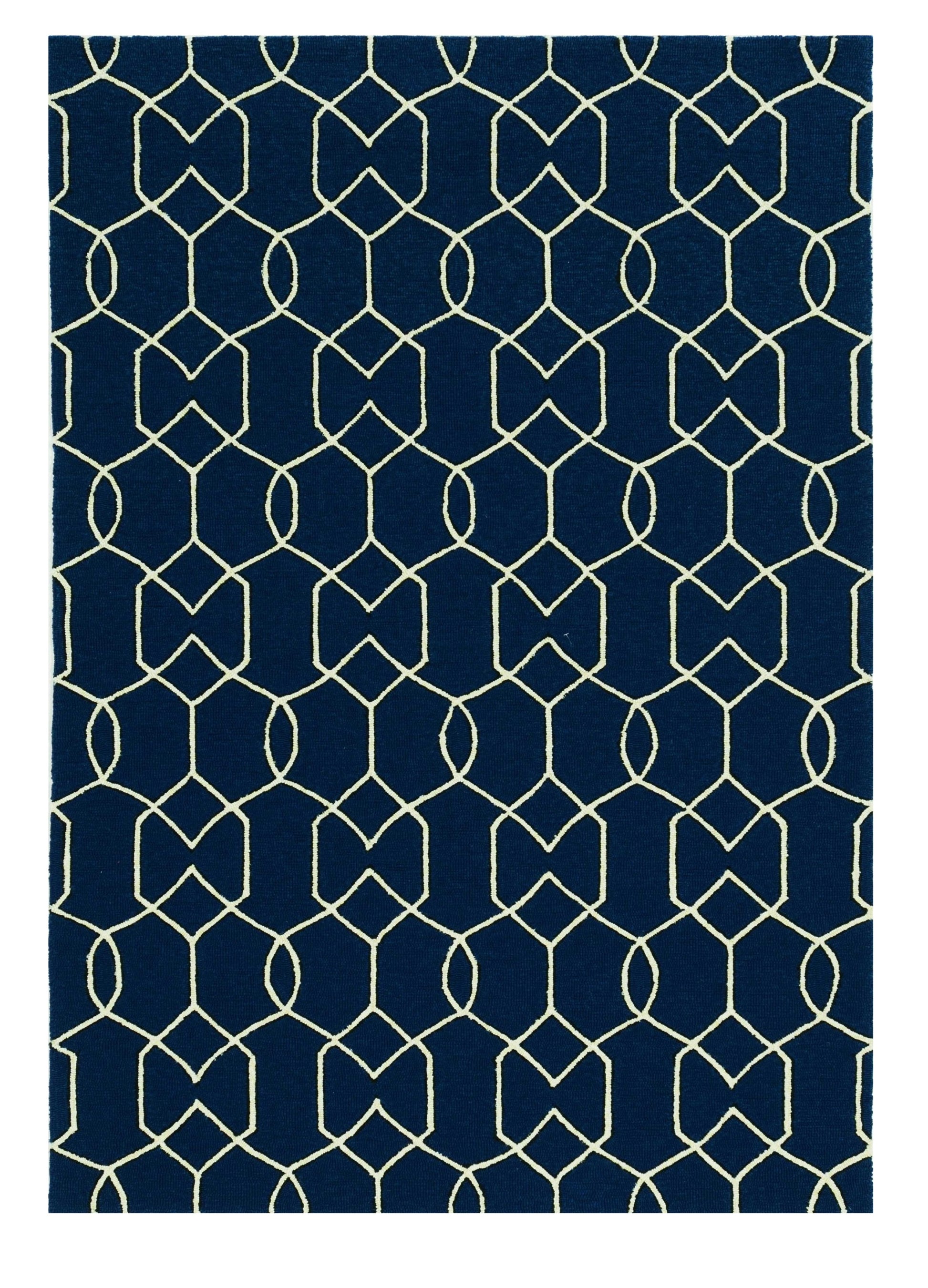 7' X 10' Blue Moroccan Indoor Outdoor Area Rug-Outdoor Rugs-DECOROLALA