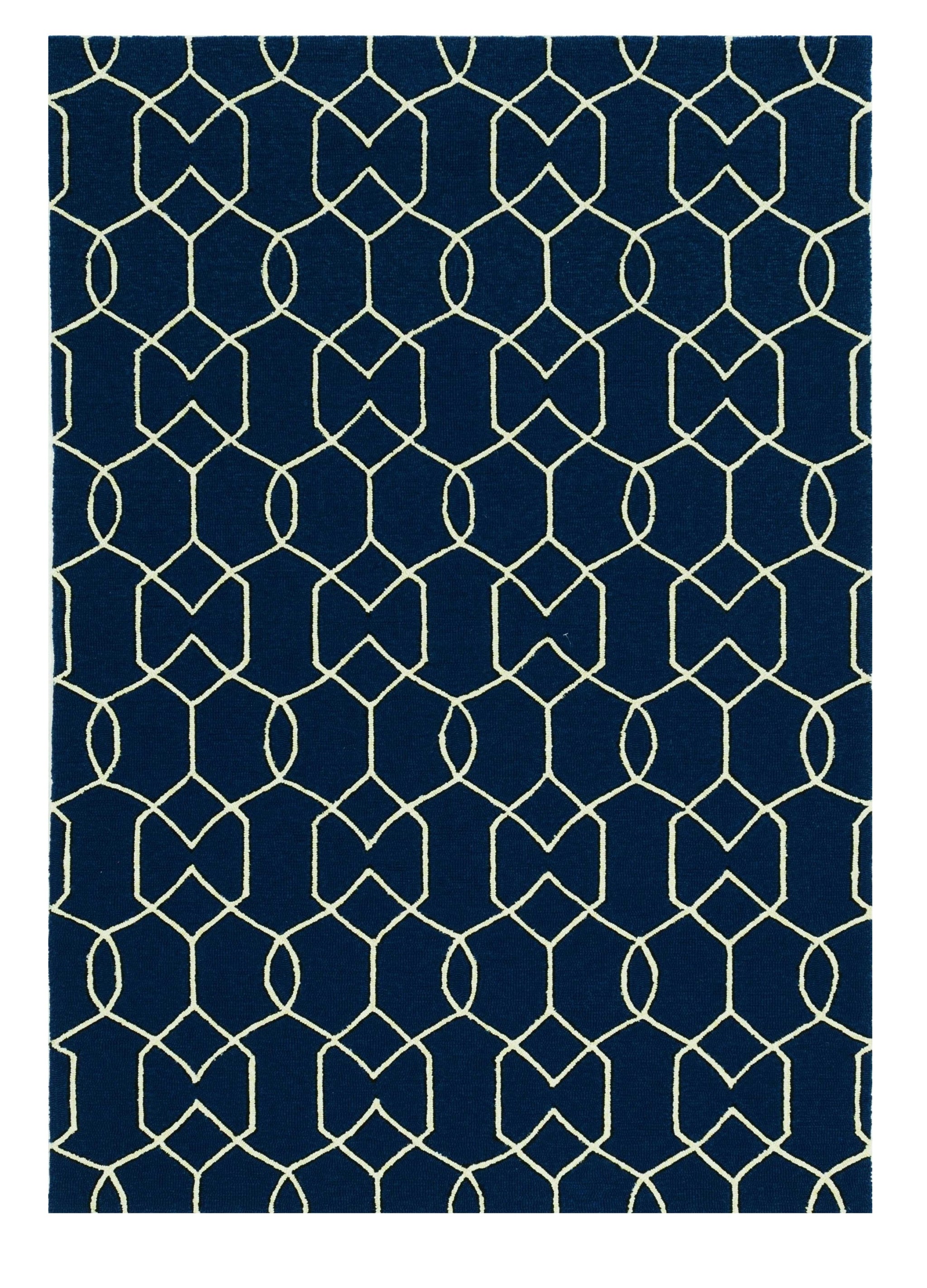 7' X 10' Blue Moroccan Indoor Outdoor Area Rug-Outdoor Rugs-DECOROLALA