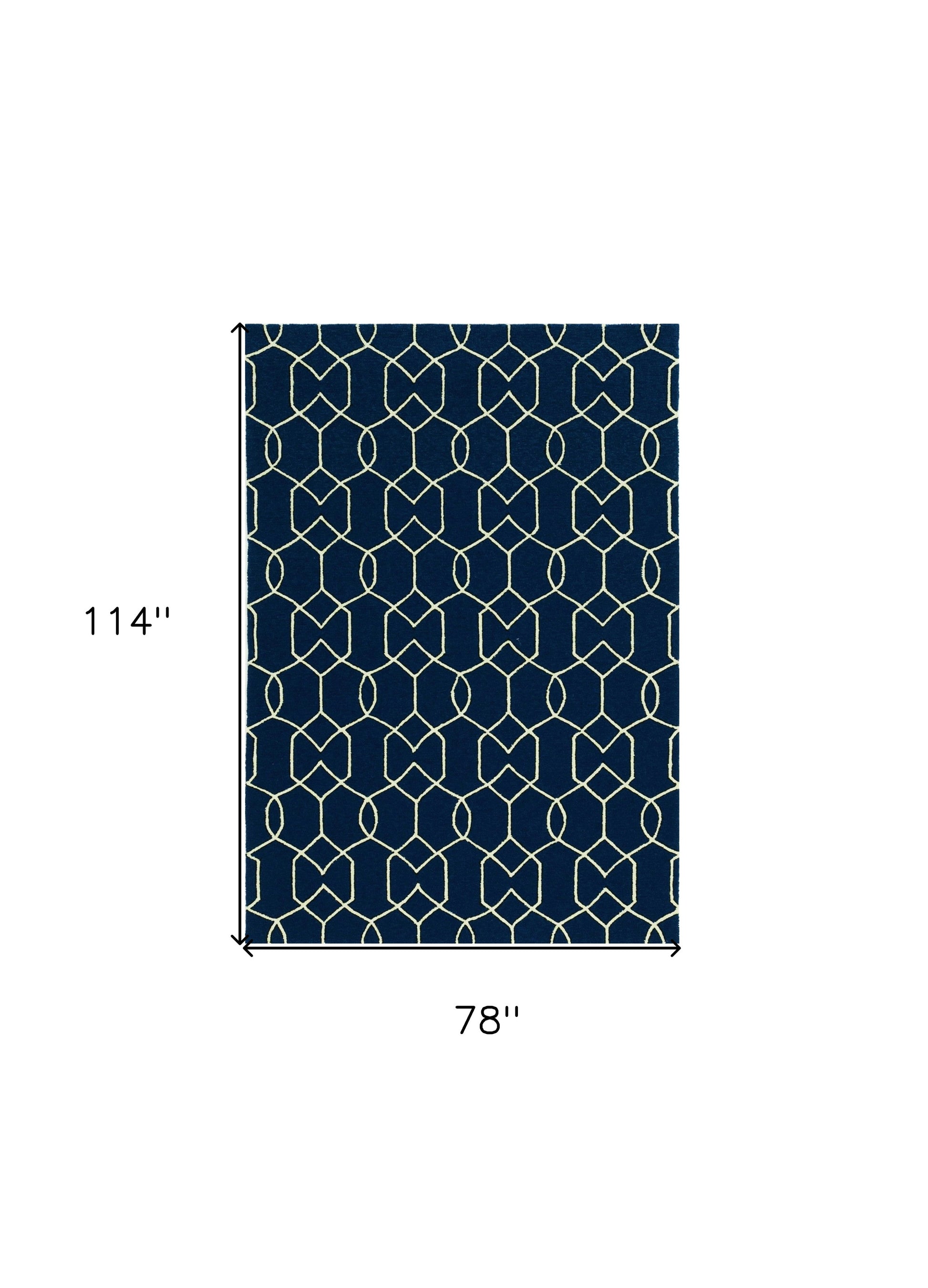 7' X 10' Blue Moroccan Indoor Outdoor Area Rug-Outdoor Rugs-DECOROLALA