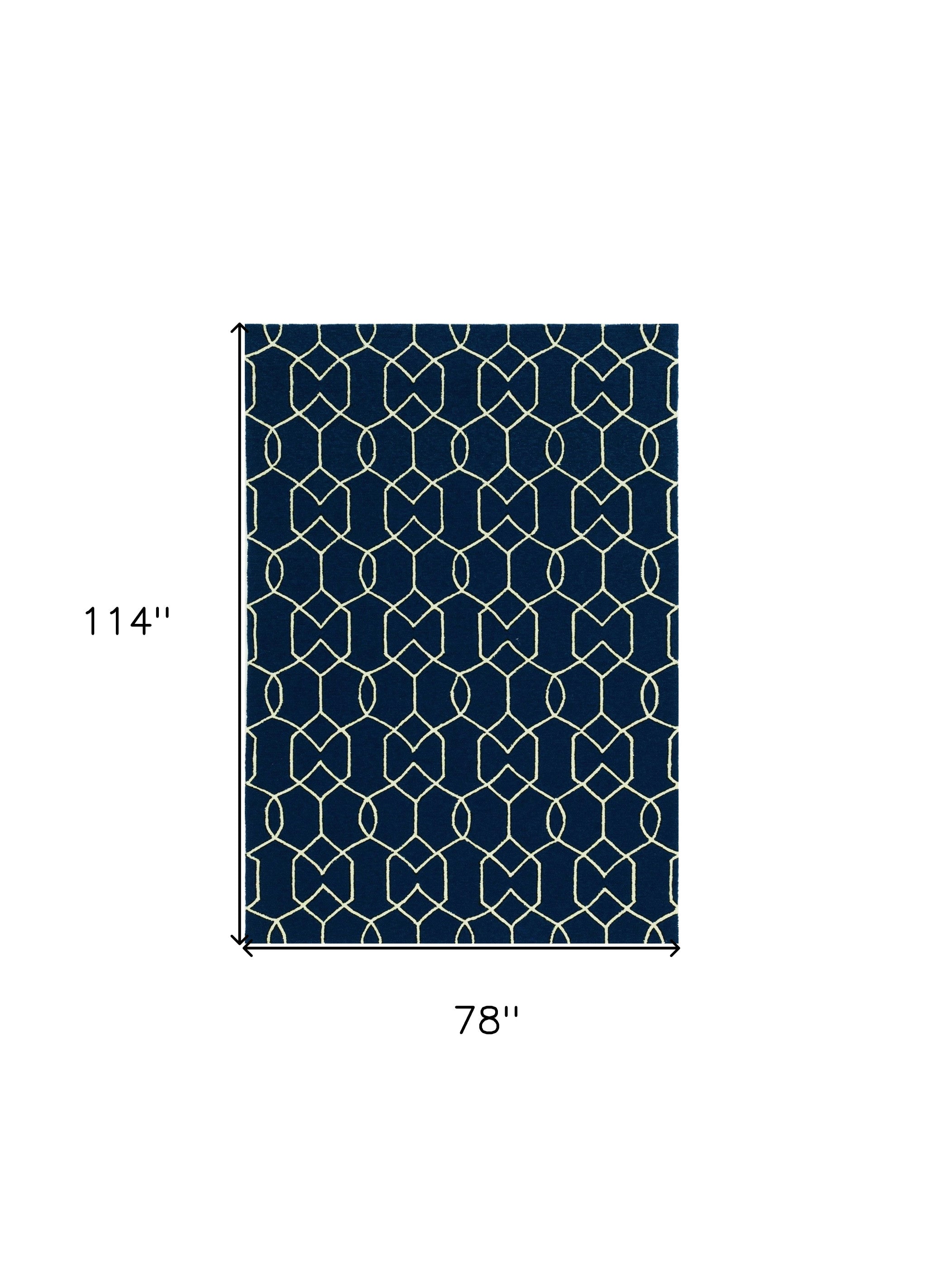 7' X 10' Blue Moroccan Indoor Outdoor Area Rug-Outdoor Rugs-DECOROLALA