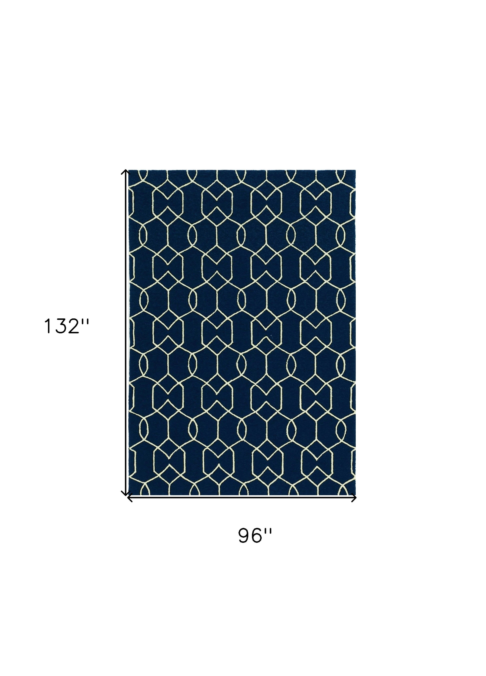 7' X 10' Blue Moroccan Indoor Outdoor Area Rug-Outdoor Rugs-DECOROLALA